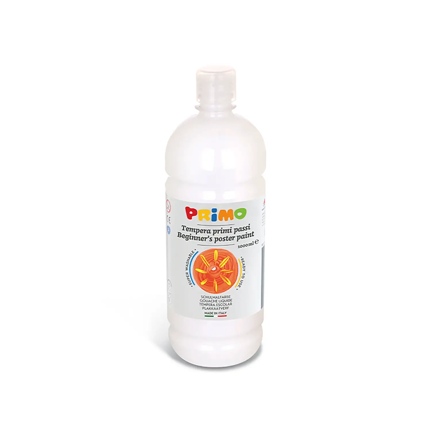 Tempera Pronta Primo Primi Passi Bianco 1000 ml – Colore a Tempera Superlavabile - Tempere