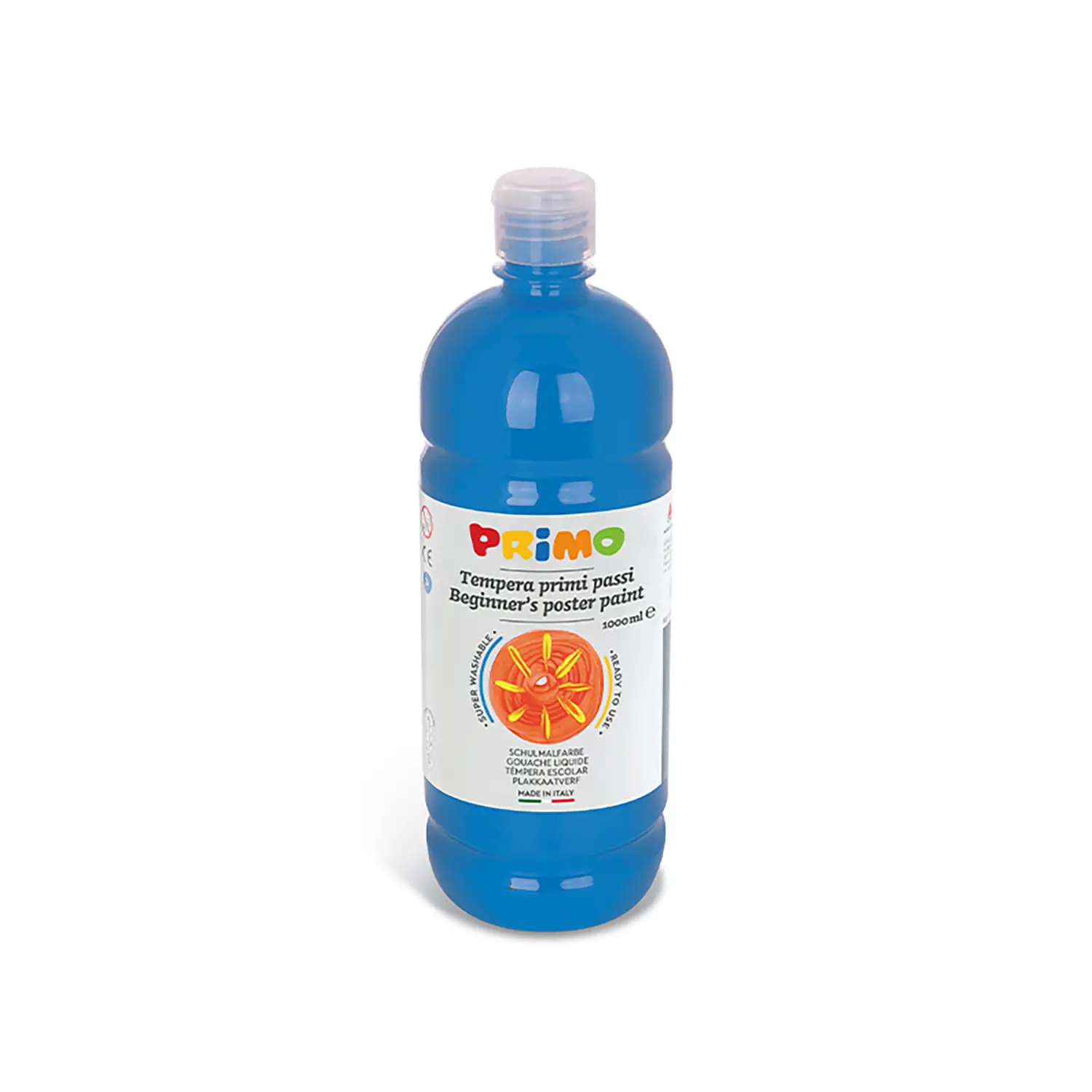Tempera Pronta Primo Primi Passi Cyan 1000 ml – Colore a Tempera Superlavabile - Tempere