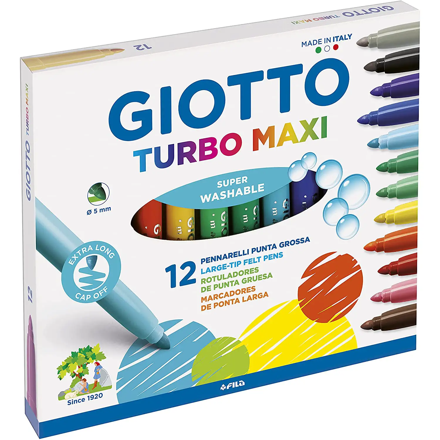 Pennarelli Colorati Turbo Maxi Giotto – Astuccio da 12 Colori - Pennarelli