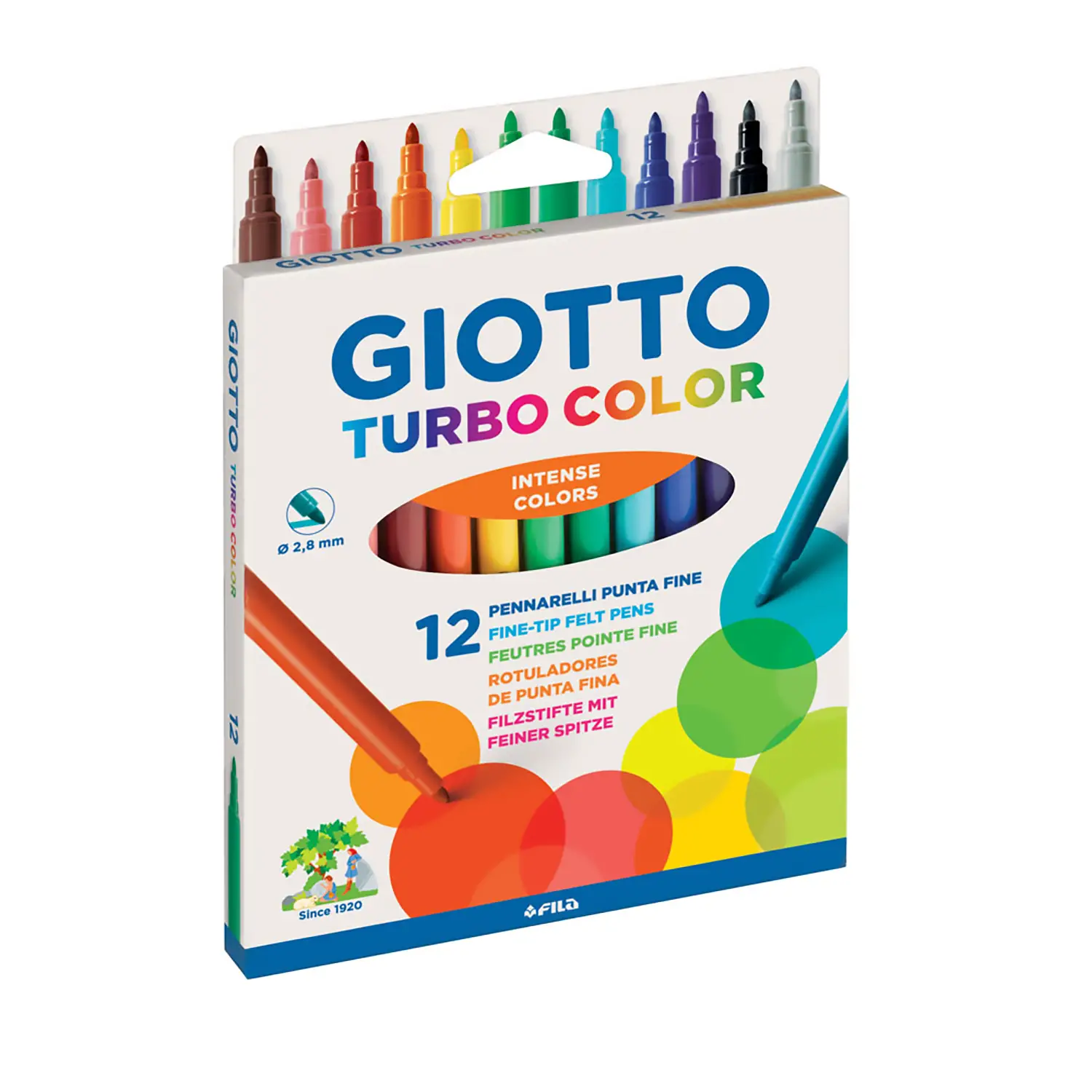 Pennarelli Turbo Color Giotto – Astuccio da 12 Colori Brillanti - Pennarelli