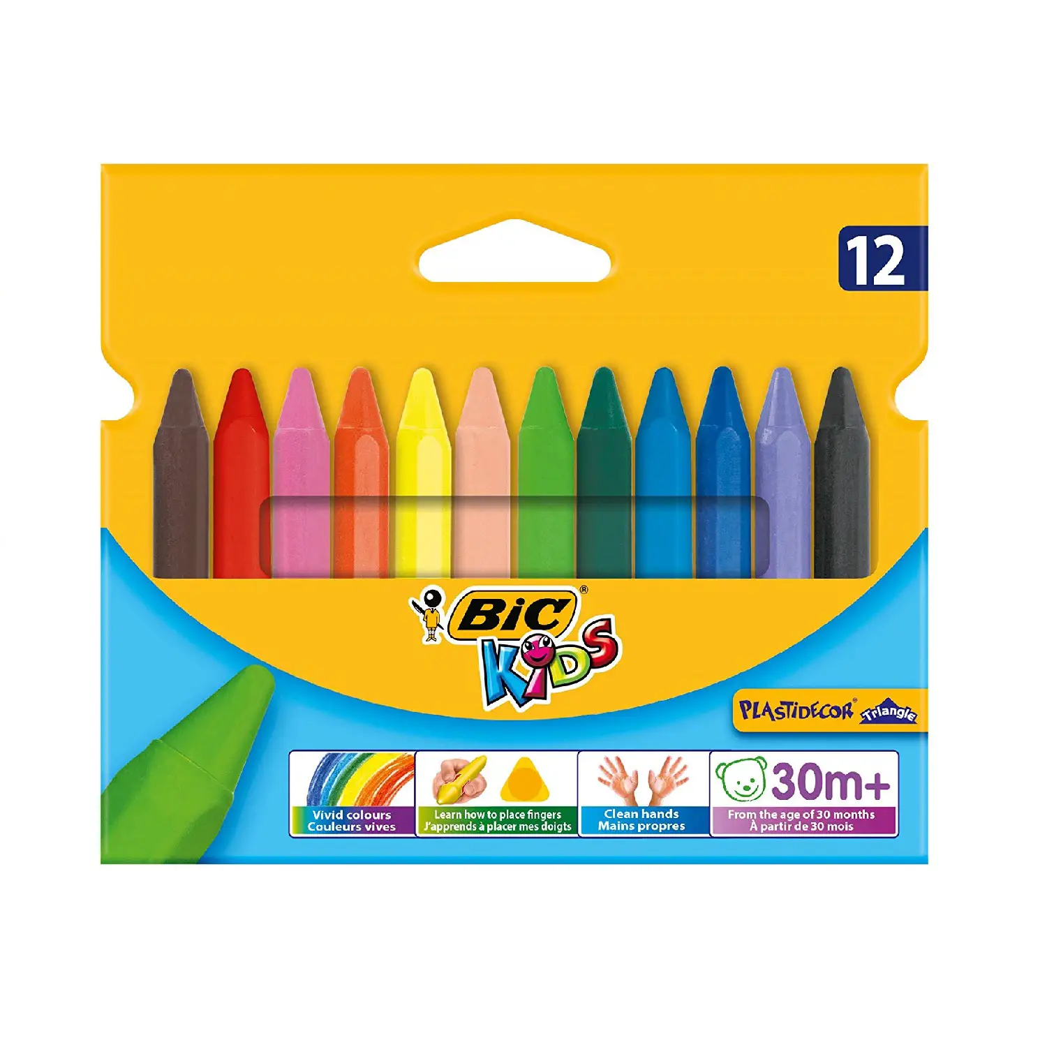 Pastelli a Cera BIC Plastidecor Triangle – 12 Pezzi - Pastelli a cera
