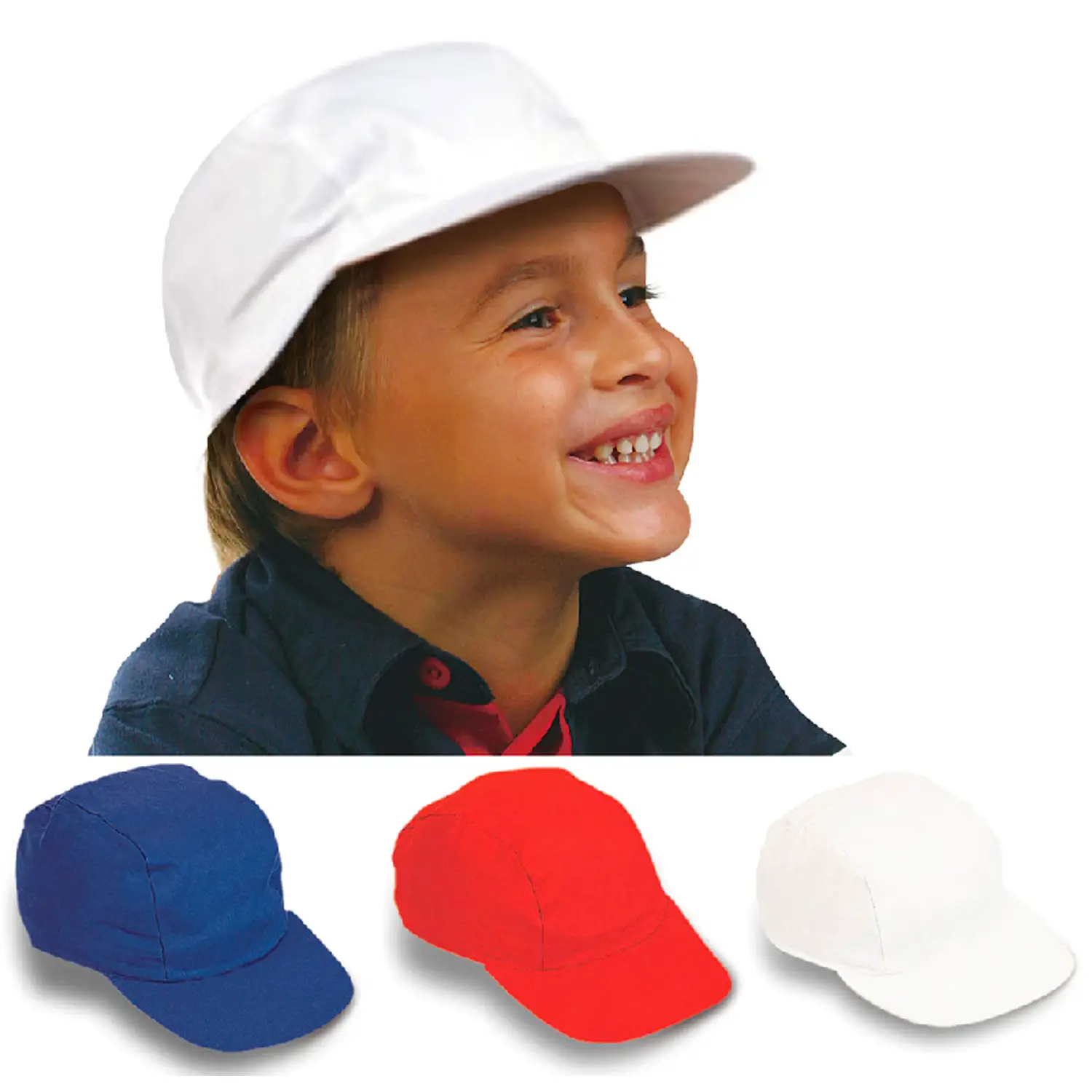 Cappellino con Visiera - Bianco – 100% Cotone - Tessuti e stoffe