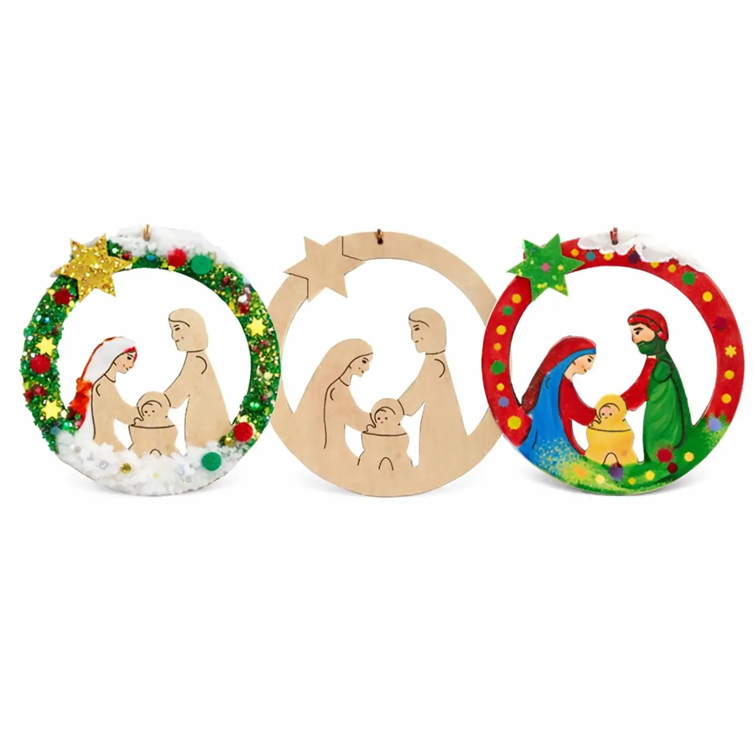Sagoma Appendibile in Legno da Decorare – Sacra Famiglia - 15 cm - Soggetti in legno