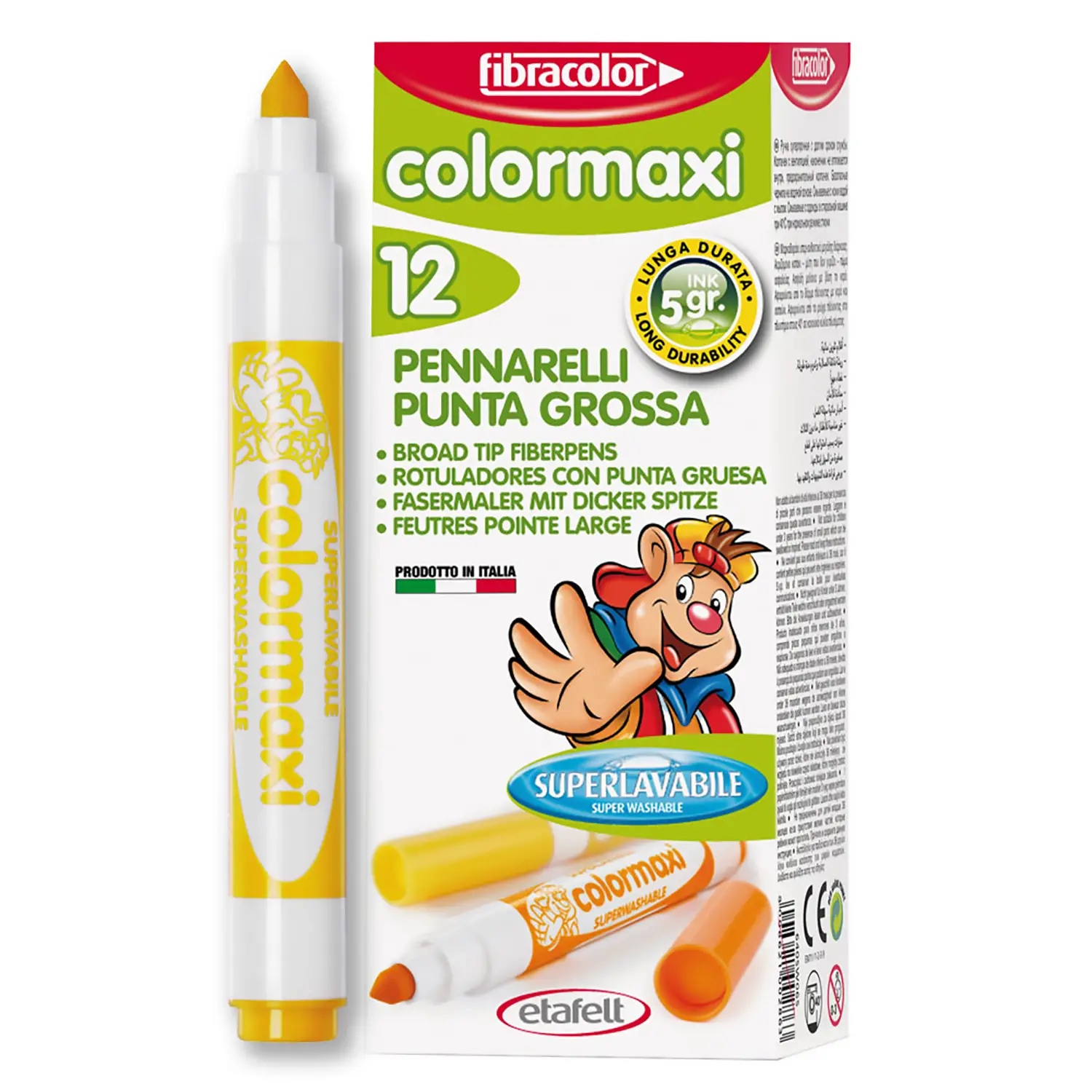 Fibracolor Colormaxi Pennarelli – Set 12 Pennarelli - Giallo - Pennarelli
