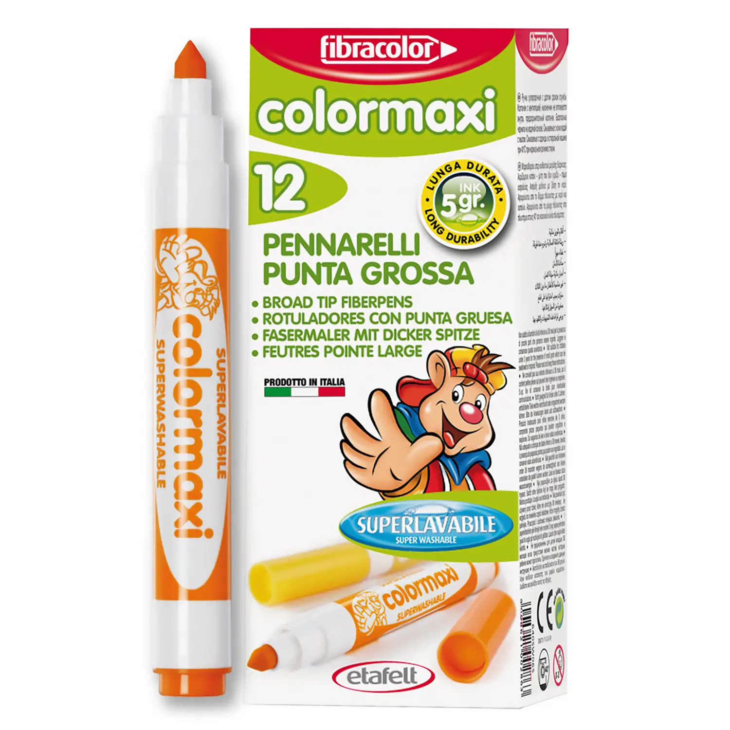 Fibracolor Colormaxi Pennarelli – Set 12 Pennarelli - Arancio - Pennarelli