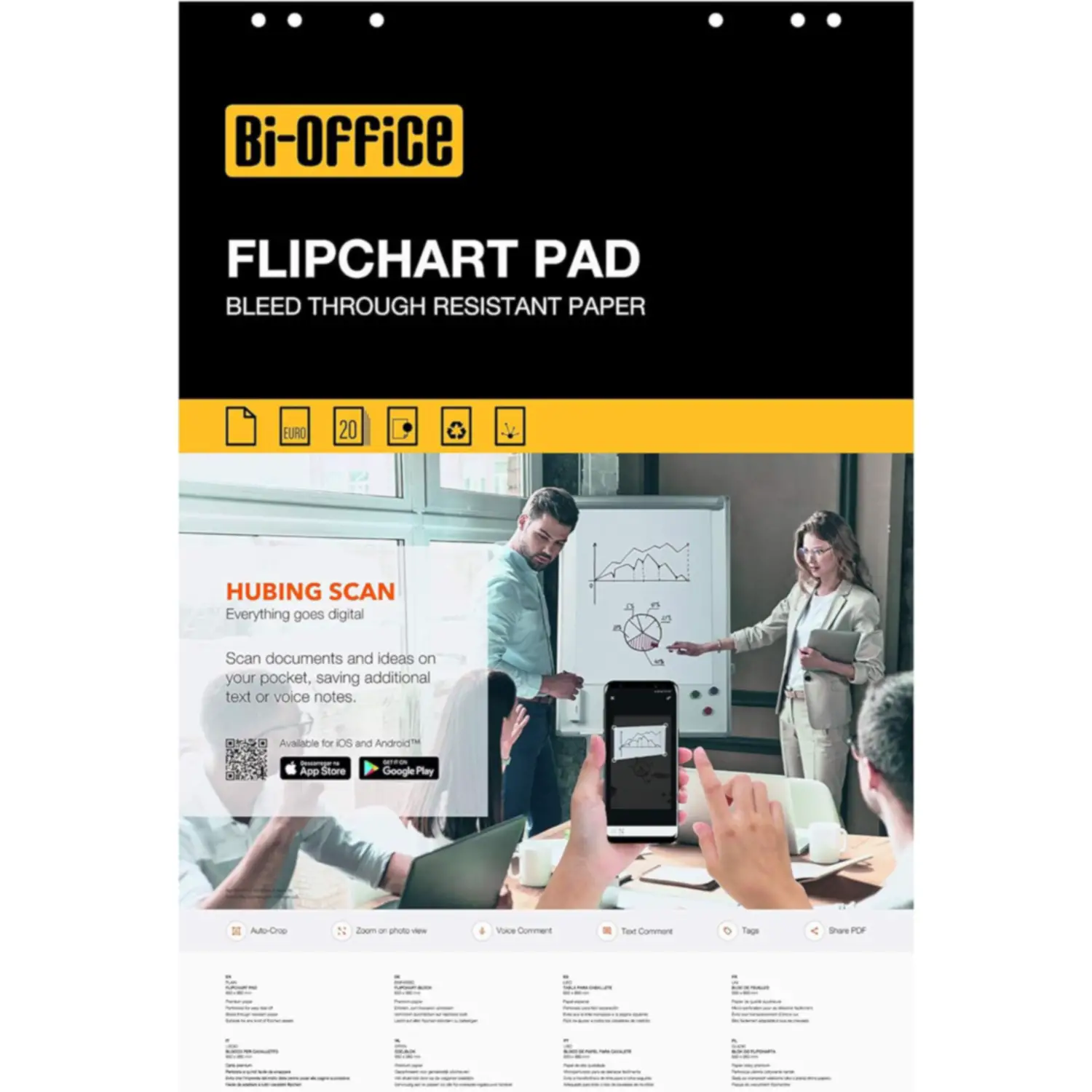 5 Blocchi di Ricambio Bi-Office per Lavagna Flipchart – 20 Fogli Quadrettati 65x95 cm - Lavagnette e carrelli