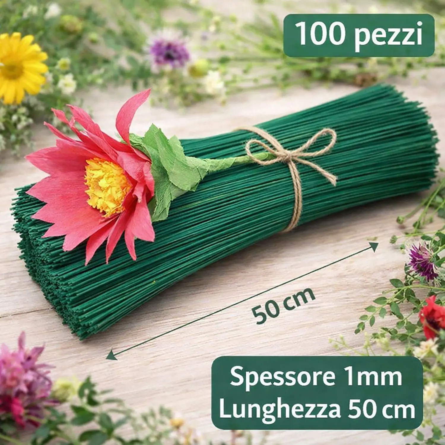 Filo per Fiori 50 cm. 100 Pezzi - Applicazioni e decori