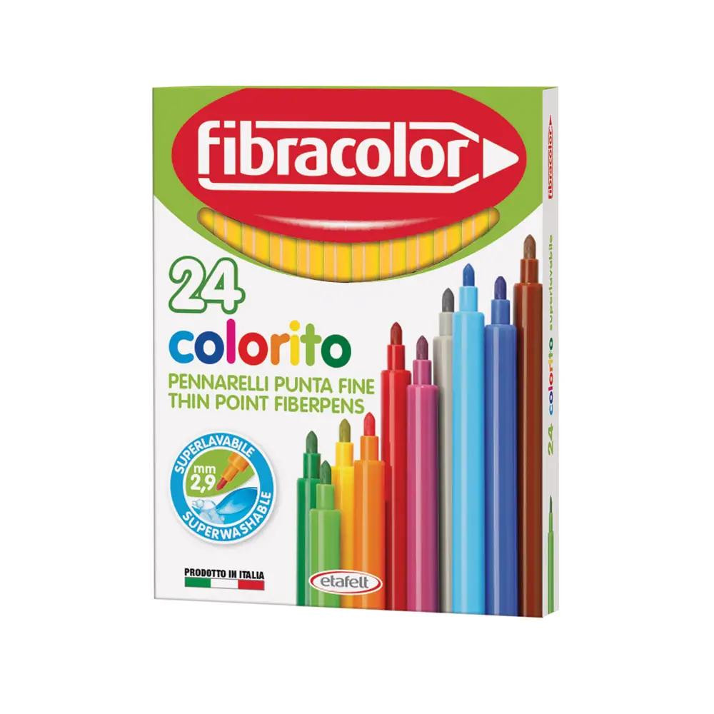 Fibracolor Colorito Fine Pennarelli – Set 24 Pennarelli - Giallo - Pennarelli