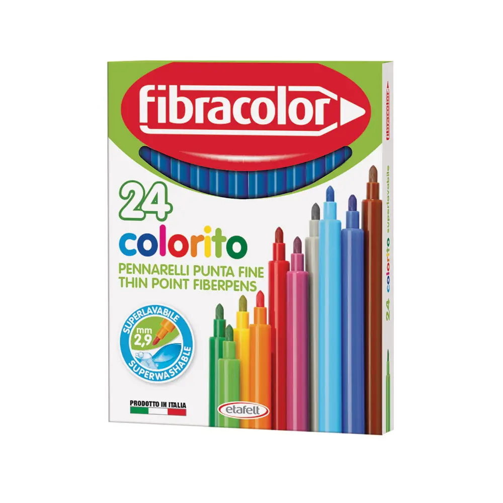 Fibracolor Colorito Fine Pennarelli – Set 24 Pennarelli - Blu - Pennarelli