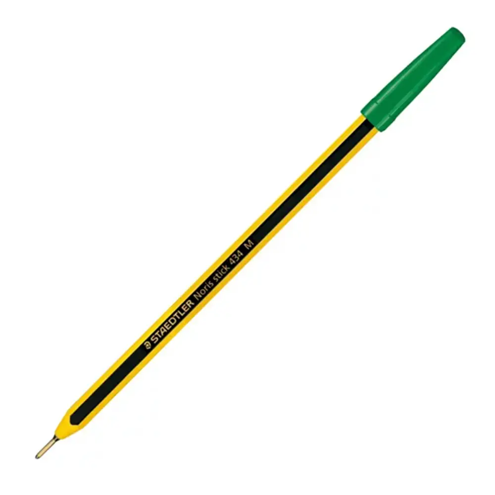 Penna a Sfera Noris Stick 434 Staedtler Verde – Punta Media con Puntale in Metallo - penne pennarelli ufficio