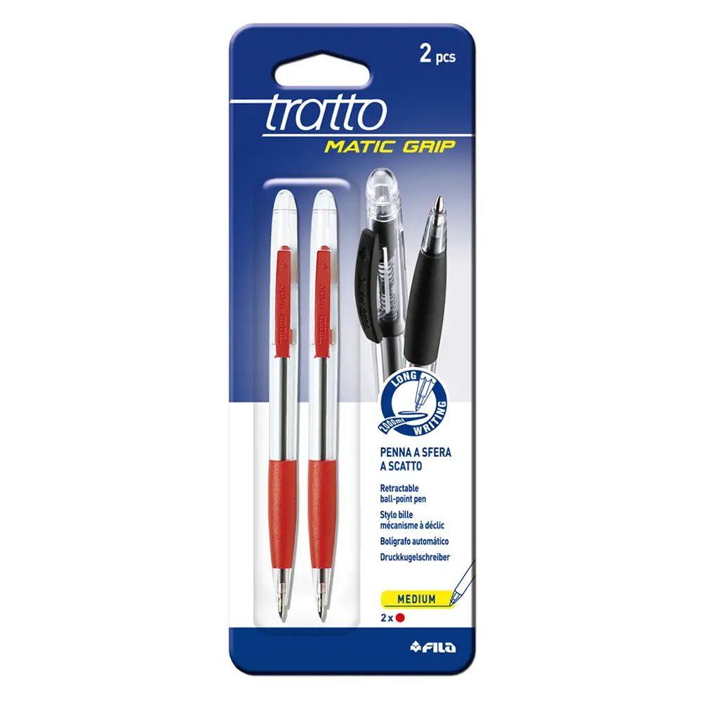 Penna Tratto Matic Grip Rossa - penne pennarelli ufficio