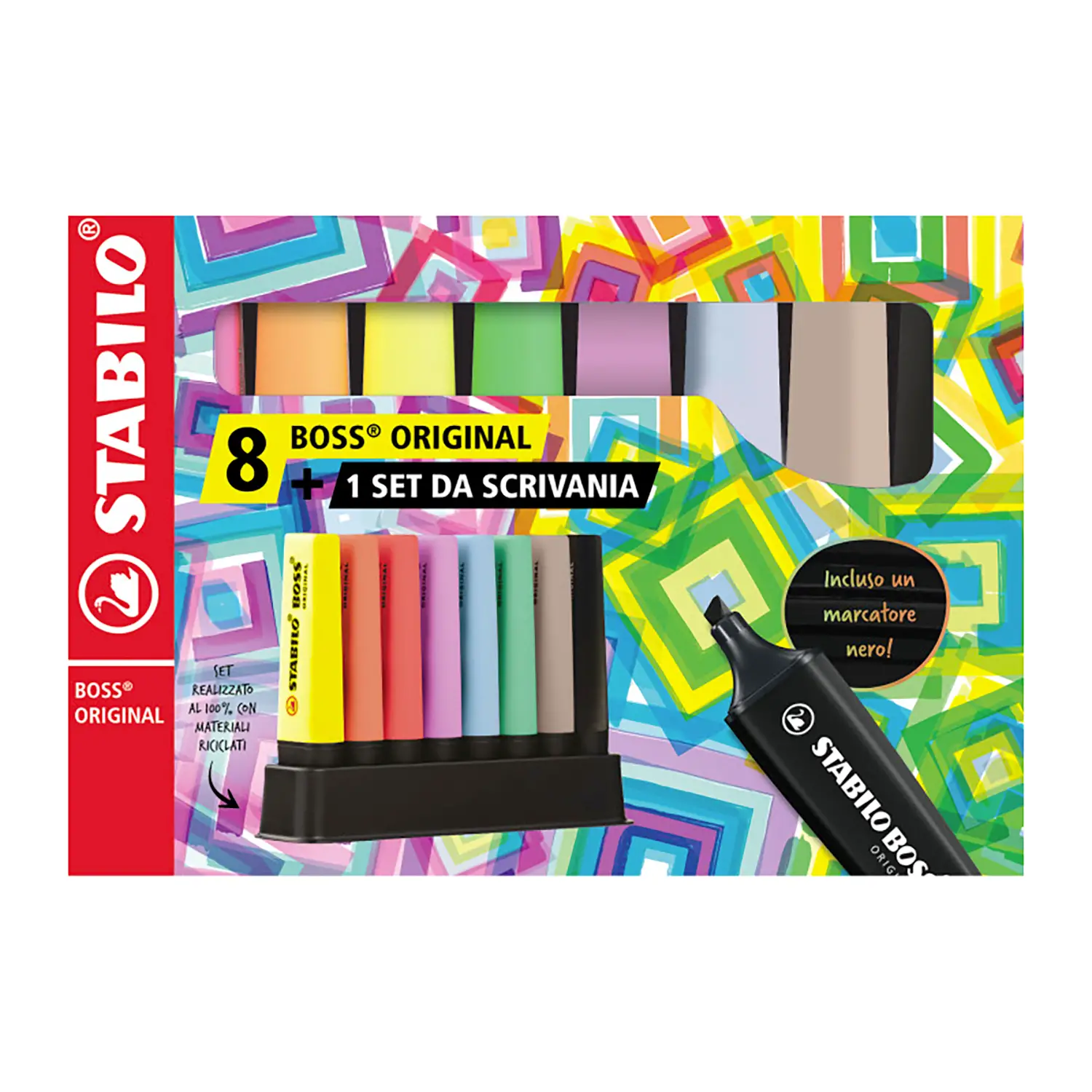 Evidenziatori Stabilo Boss Set Da Scrivania 8 Colori Pastel + Nature - penne pennarelli ufficio