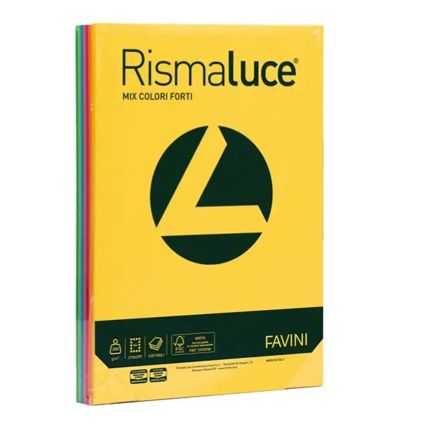 Carta Colorata Rismaluce A3 140 g – 200 Fogli – 6 Colori Forti - Carta e cartoncino