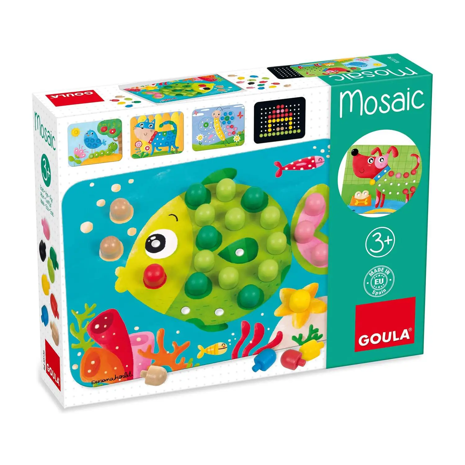 Mosaico di Chiodini in Legno – Kit Creativo Educativo - Grandezze, forme e colori