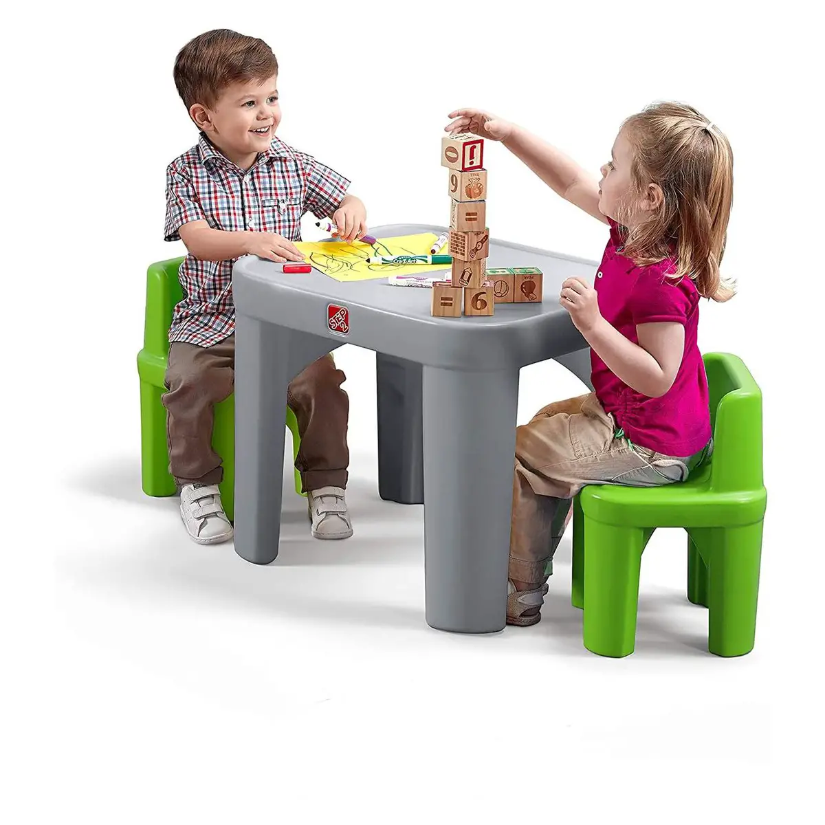 Set Tavolo e Sedie per Bambini in Plastica – Tavolino con 2 Sedie per Gioco - Cucine e gioco simbolico
