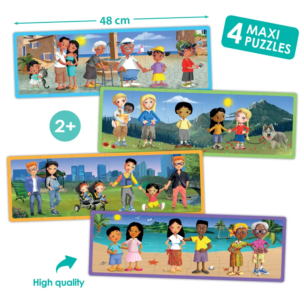 Maxi Puzzle Famiglie Multietniche – Gioco Educativo Inclusione e Diversità - Incastri e puzzle in legno