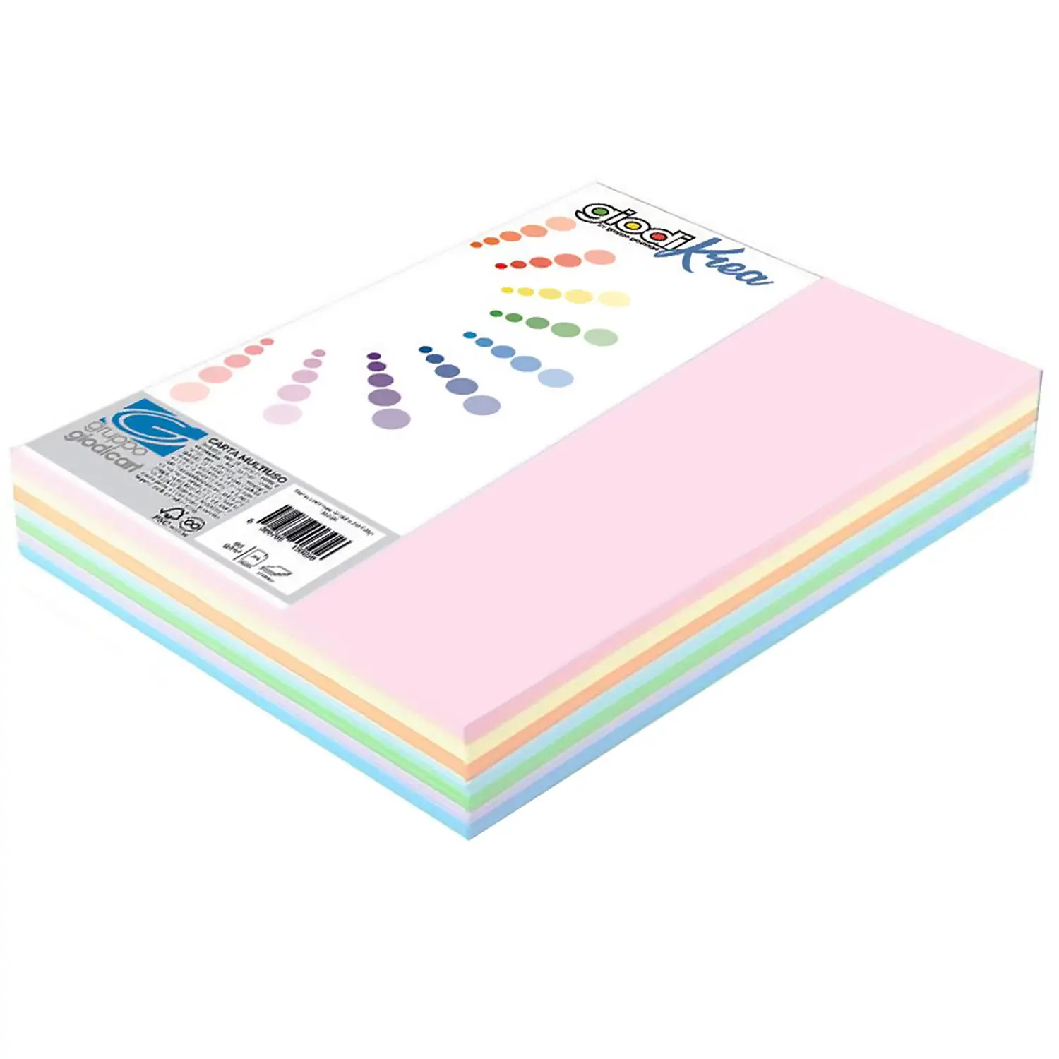 Risma A3 Carta Giodikrea 160 gr - 150 Fogli Assortiti Pastello - Carta e cartoncino