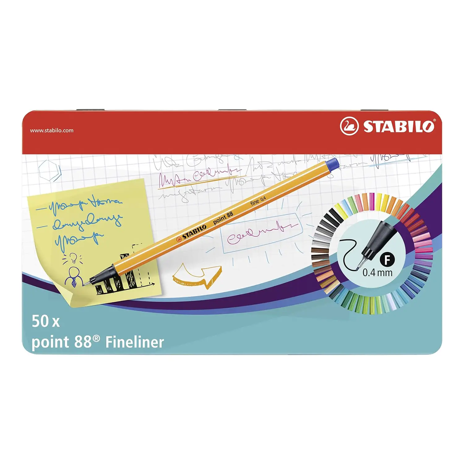 Pennarelli Stabilo Point 88 - Fineliner Punta Fine 0,4 mm - Set 50 Pennarelli in 47 Colori - Pennarelli