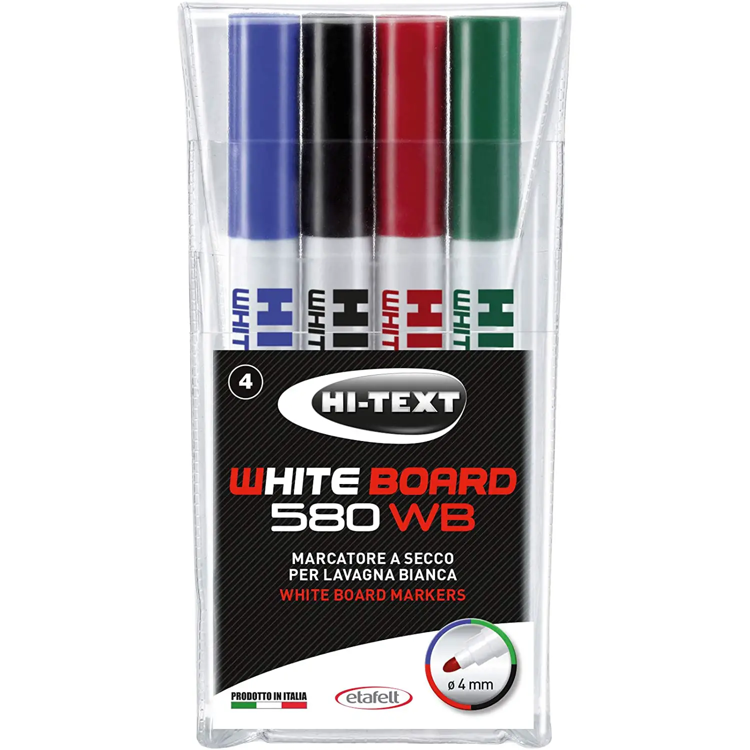 Marcatore a Secco Hi-Text – Set 4 Colori per Lavagne Cancellabili - penne pennarelli ufficio