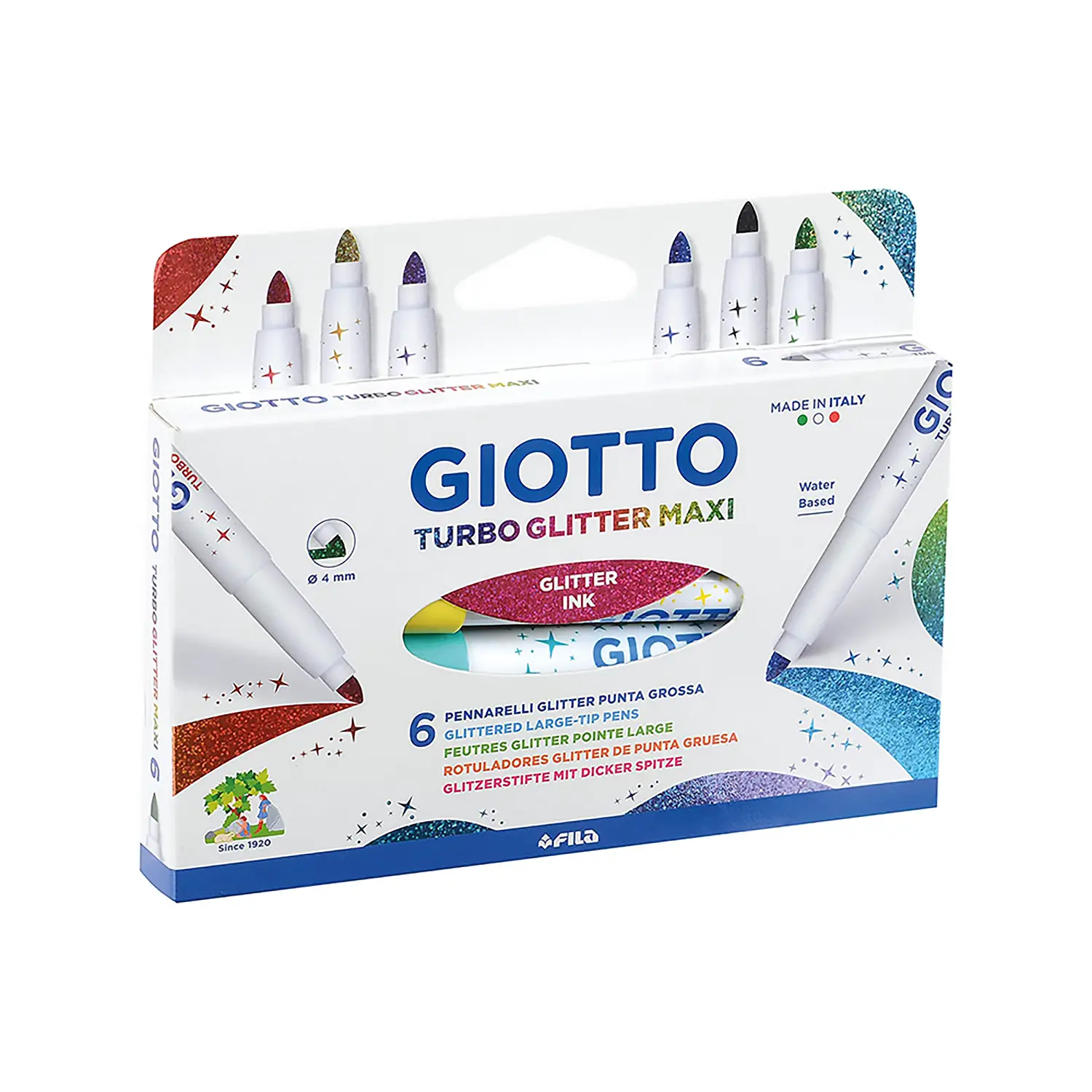 Giotto Turbo Glitter Maxi - Set 6 Pennarelli Glitterati - Pennarelli