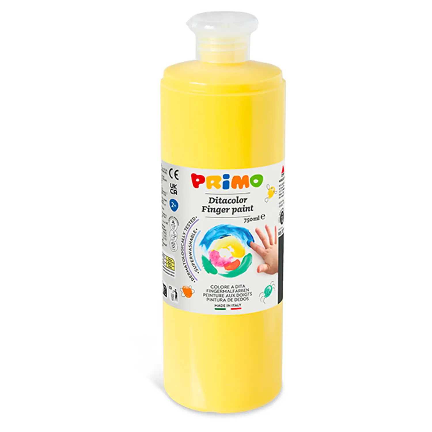 Colori a Dita Primo Giallo 750 ml – Tempera a Dita per Bambini - Tempere