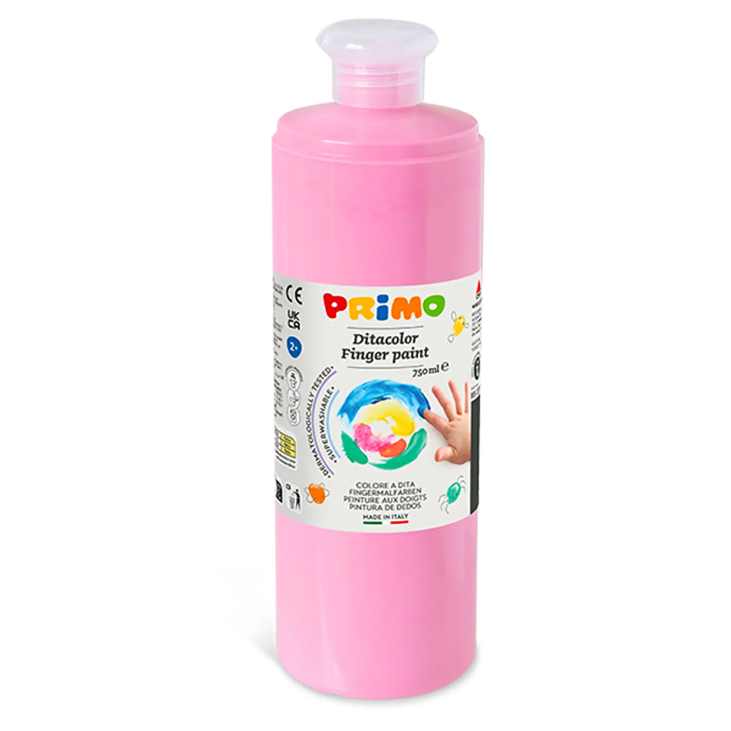 Colori a Dita Primo Rosa 750 ml – Tempera a Dita per Bambini - Tempere