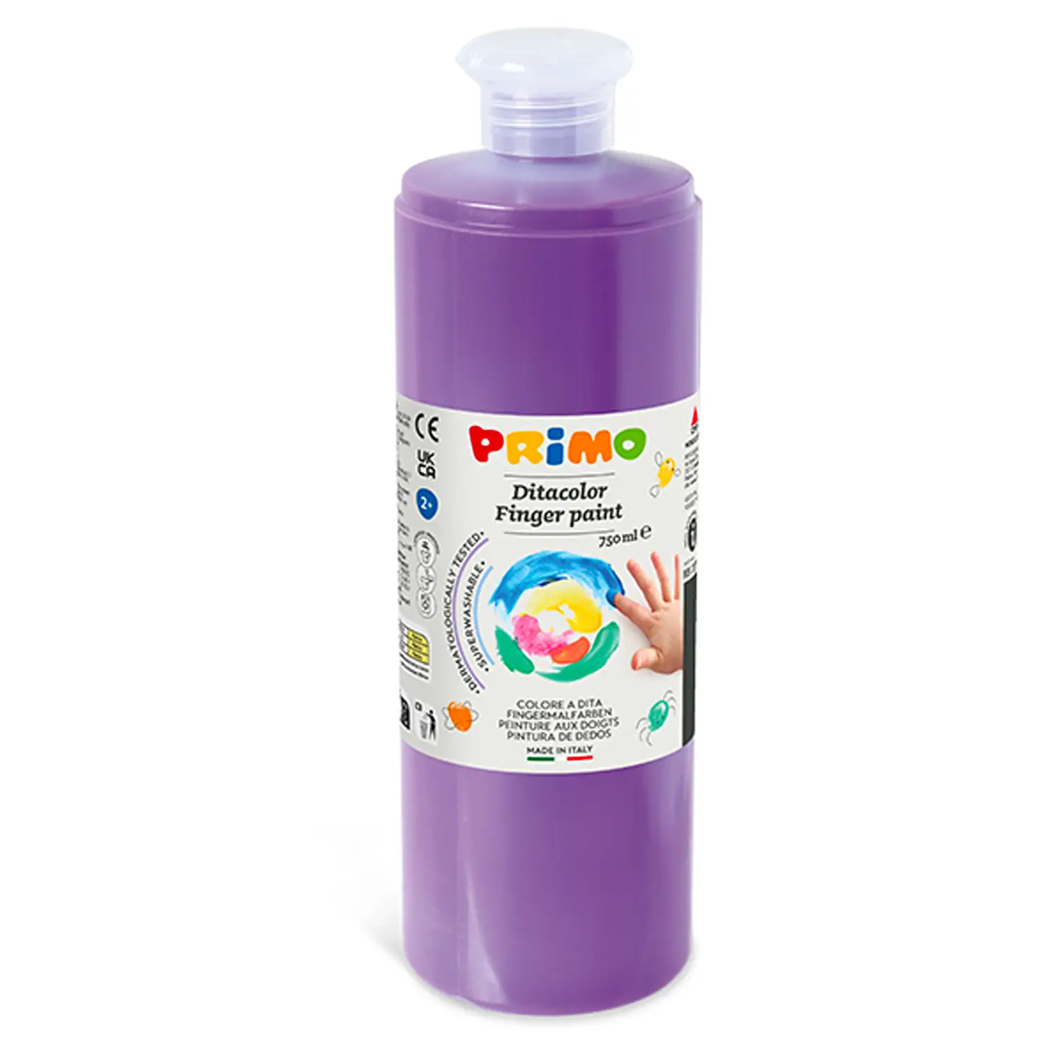 Colori a Dita Primo Viola 750 ml – Tempera a Dita per Bambini - Tempere