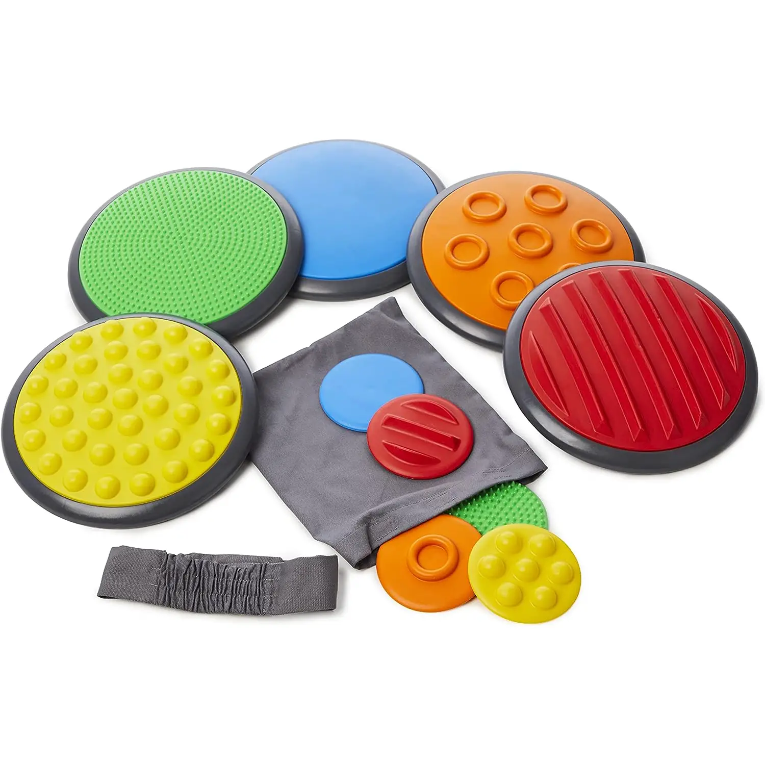 Dischi Tattili Sensoriali per Bambini – 5 Dischi Ø 27 cm + 5 Dischetti Ø 11 cm - Sviluppo sensoriale