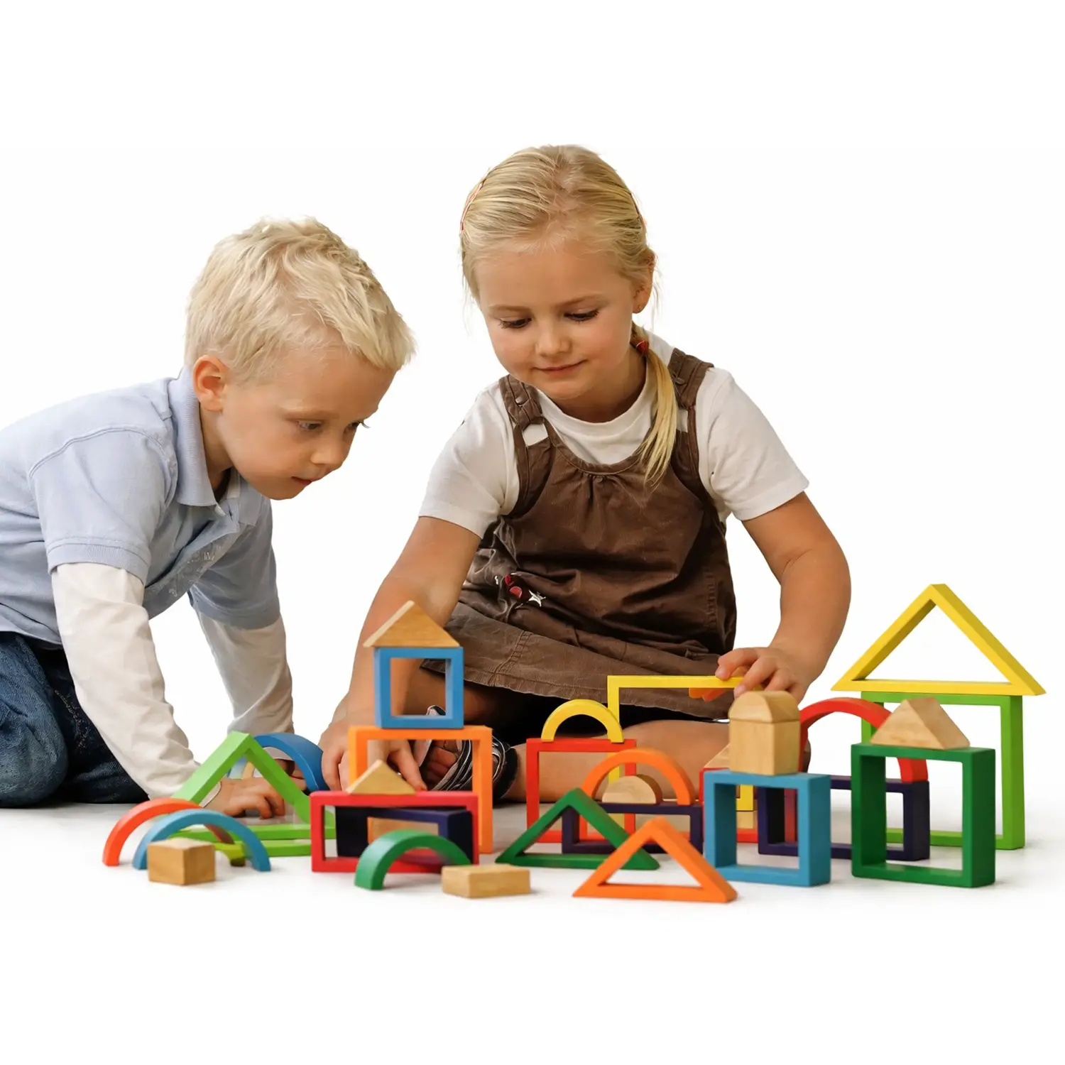 Arcobaleno di Forme e Colori – Set di Giochi Educativi in Legno - Grandezze, forme e colori