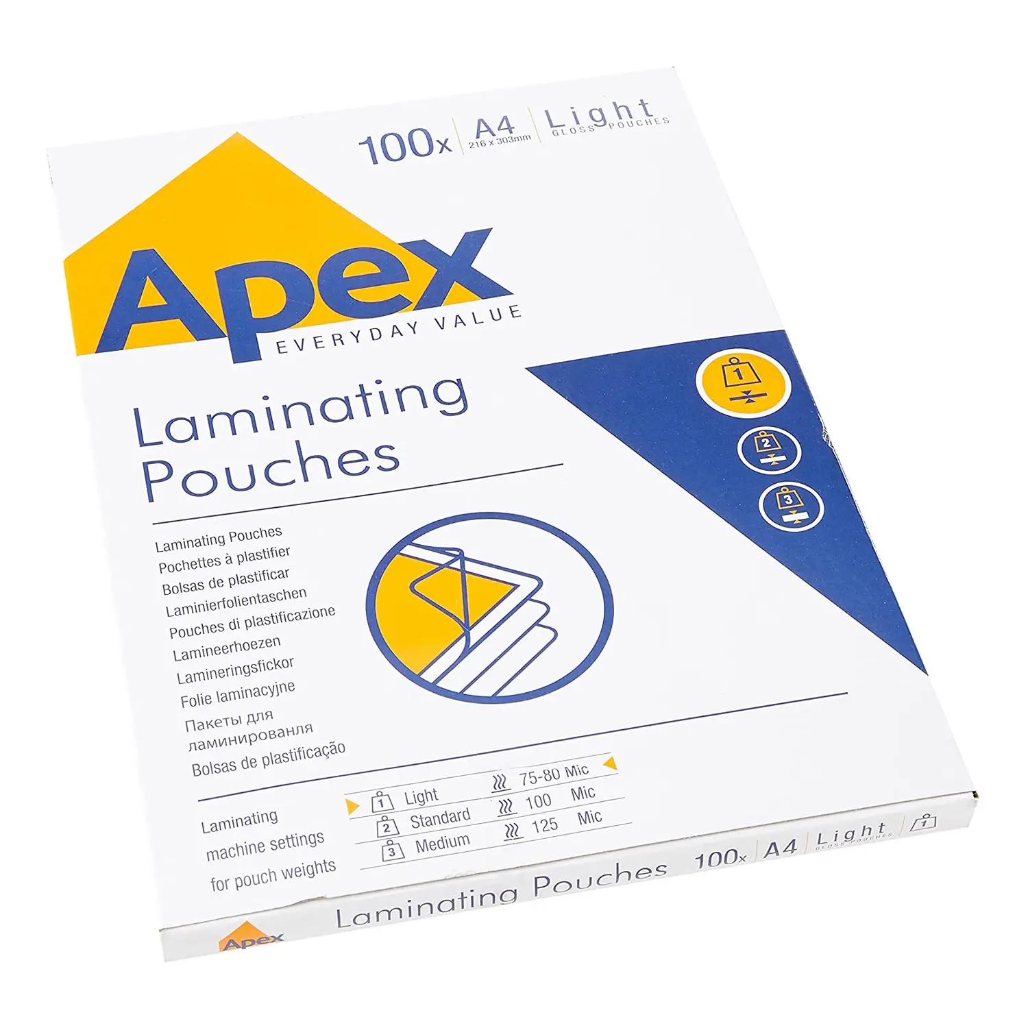 Pouches Plastificazione Apex A4 Spessore 75-80 Micron 100 Pezzi - rilegatrici/plastificatrici