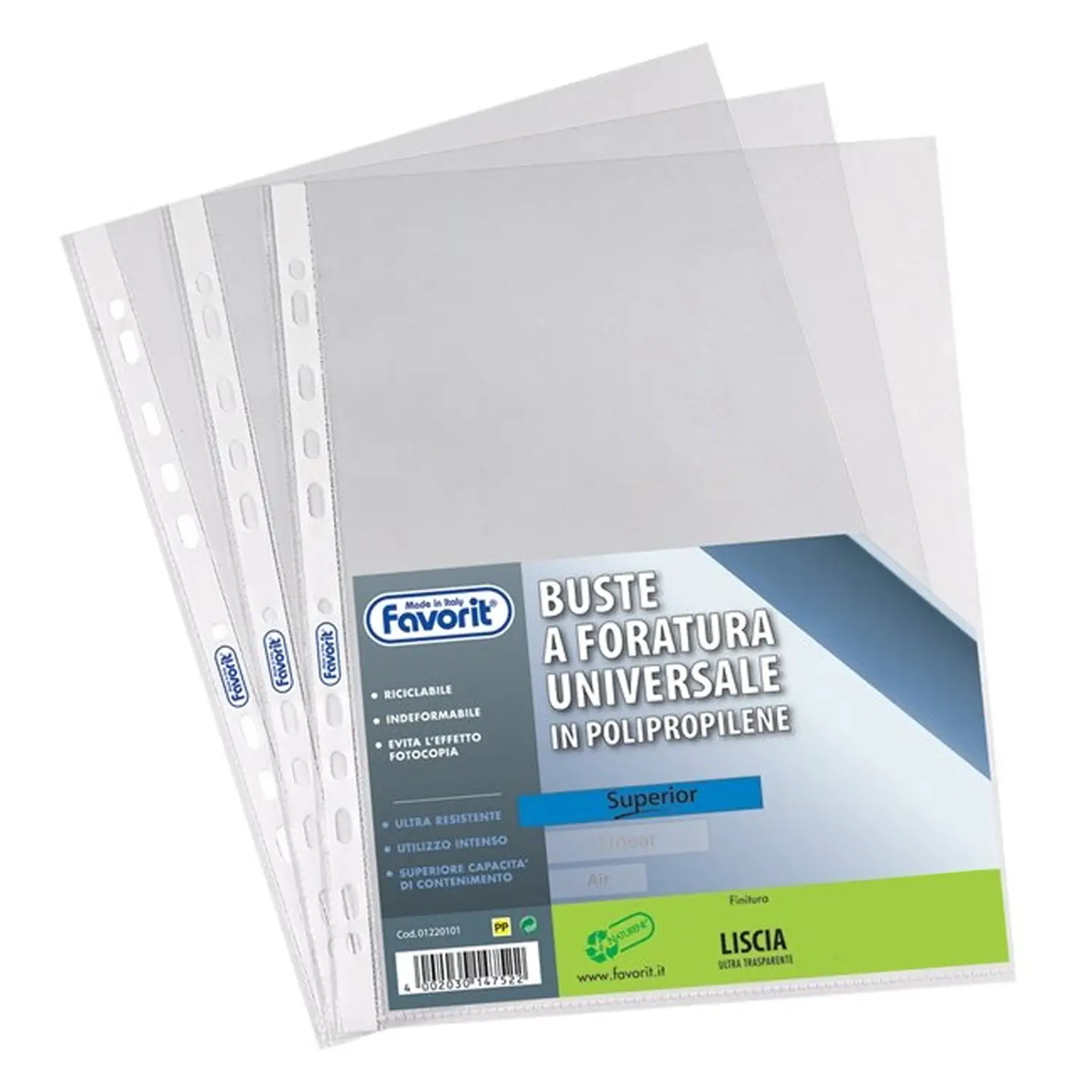 Buste con Perforazione Superior cm. 22x30 Lisce 25+1 Pezzi - Archiviazione