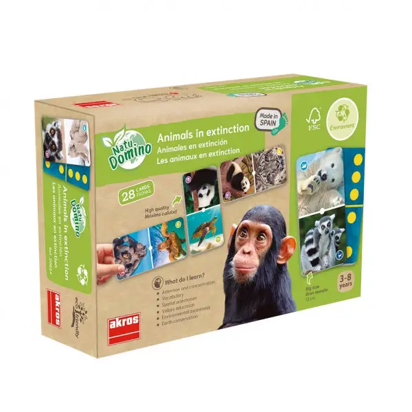 Domino Maxi Animali in Estinzione – Gioco Educativo per Bambini - Memory e Domino