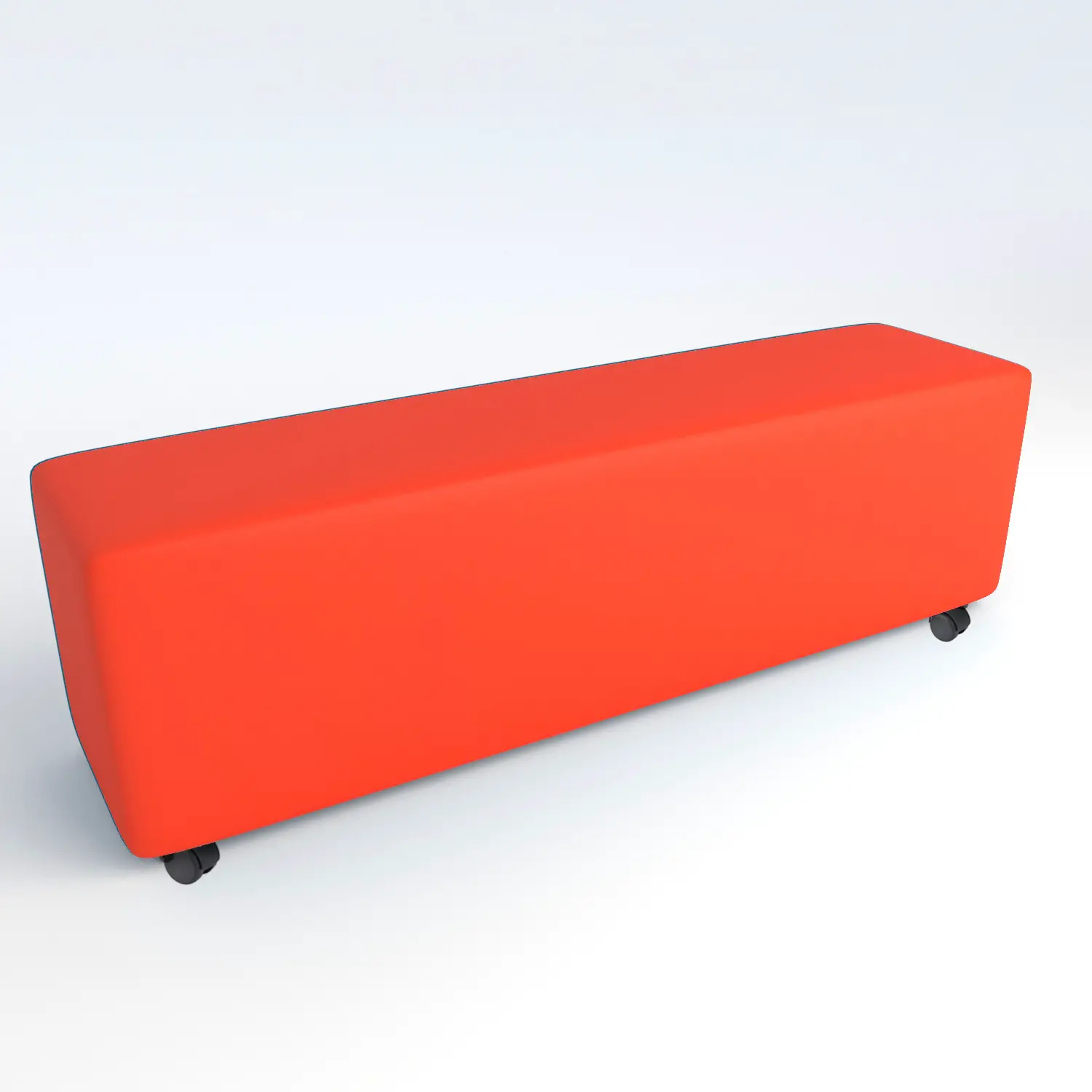 Pouf Ecopelle Ignifugo 4 Posti con Ruote H 46 Arancione - Salottini e arredi morbidi