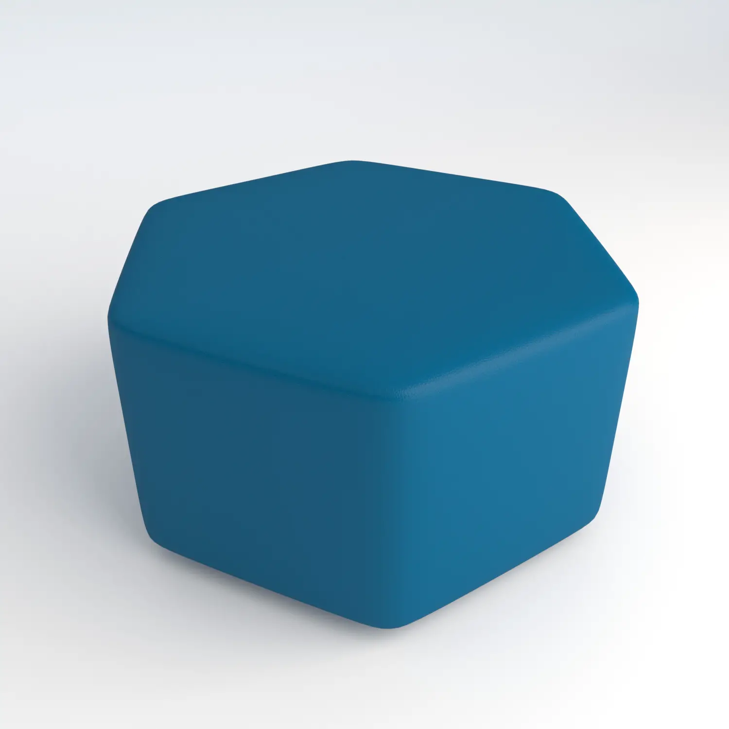 Pouf Ecopelle Ignifugo Esagonale H 40 Azzurro Per Ambienti Scolastici Innovativi - Salottini e arredi morbidi