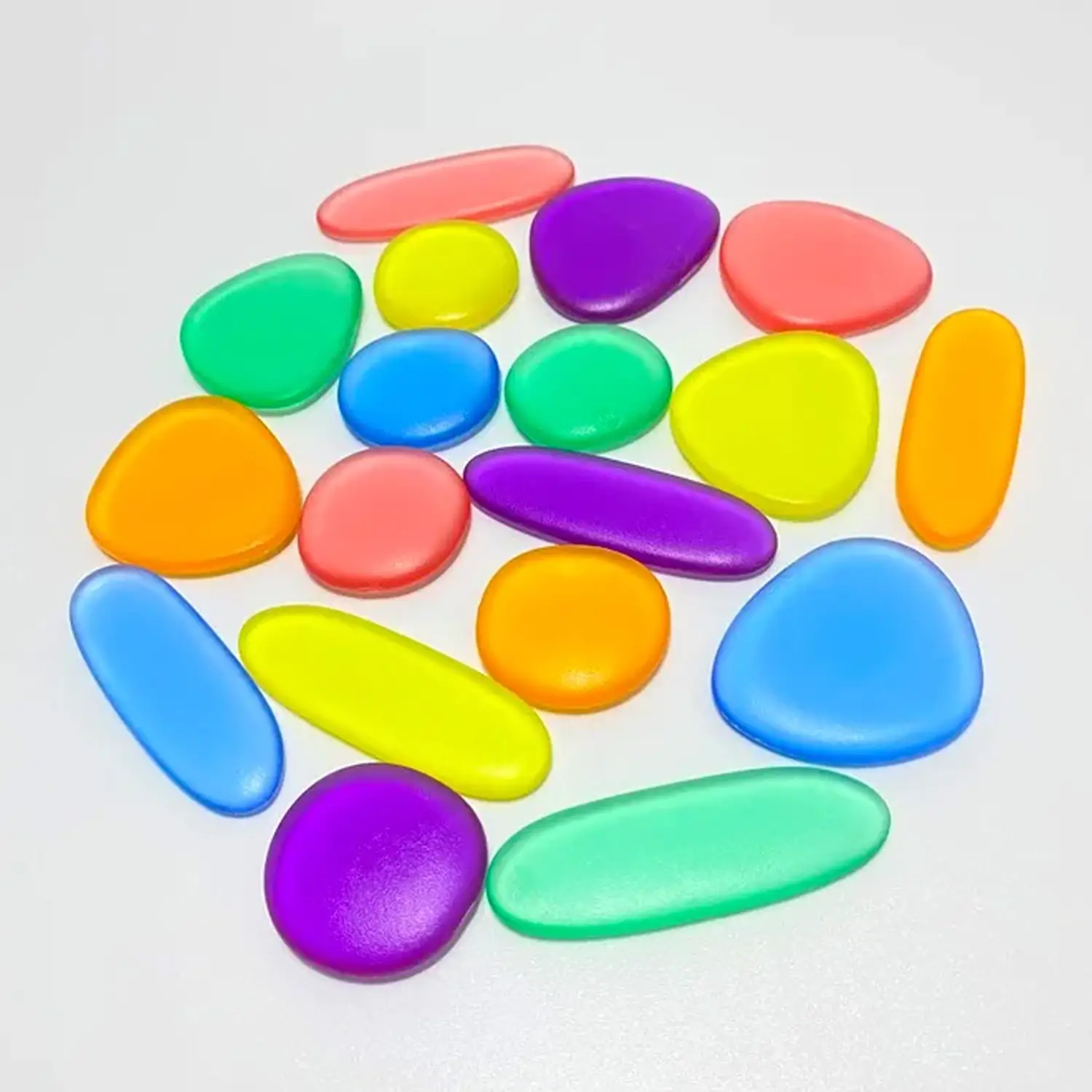 Ciottoli Traslucenti Soft Touch – 36 pezzi - Grandezze, forme e colori