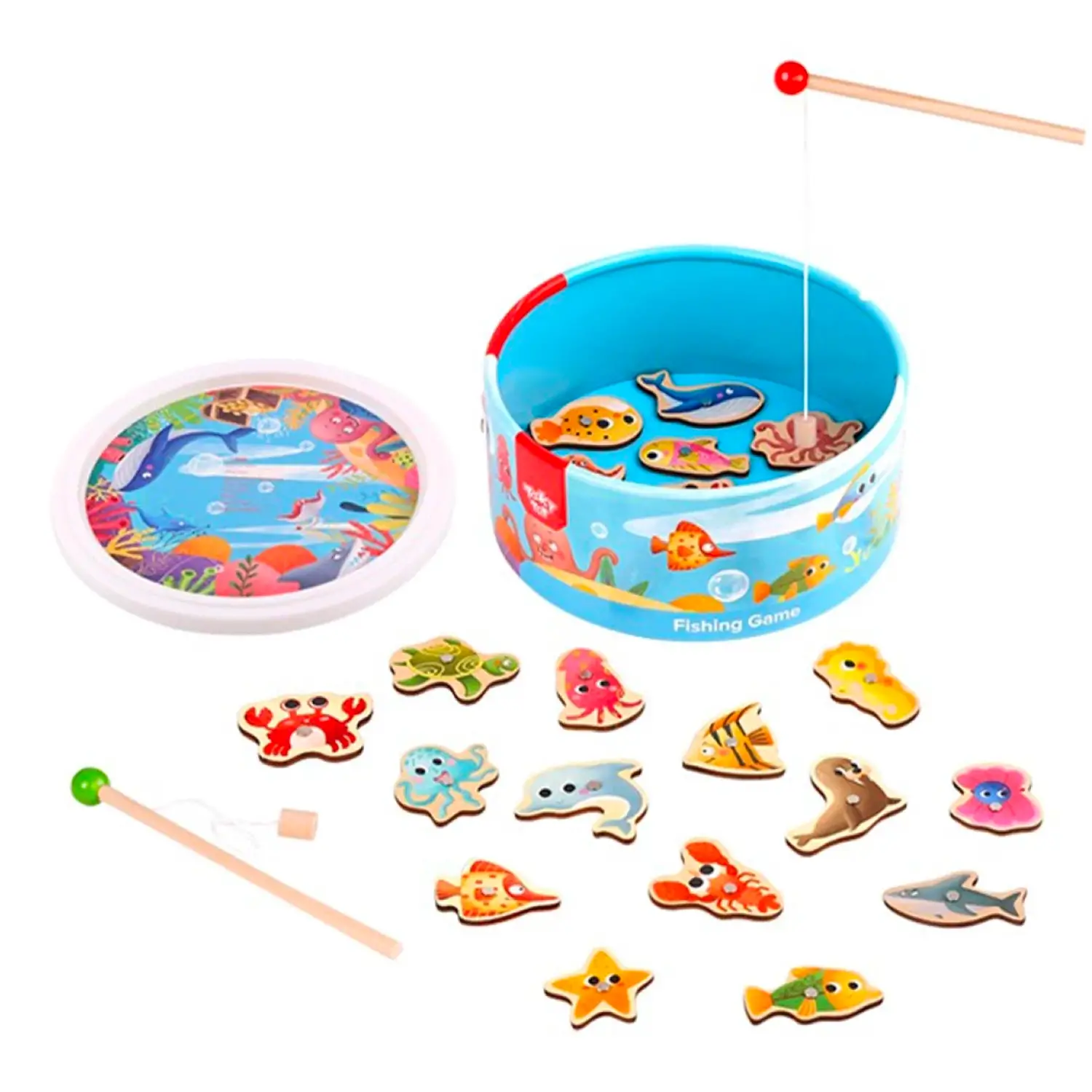 Gioco della Pesca Magnetico con Pesciolini in Legno - costruzioni magnetiche