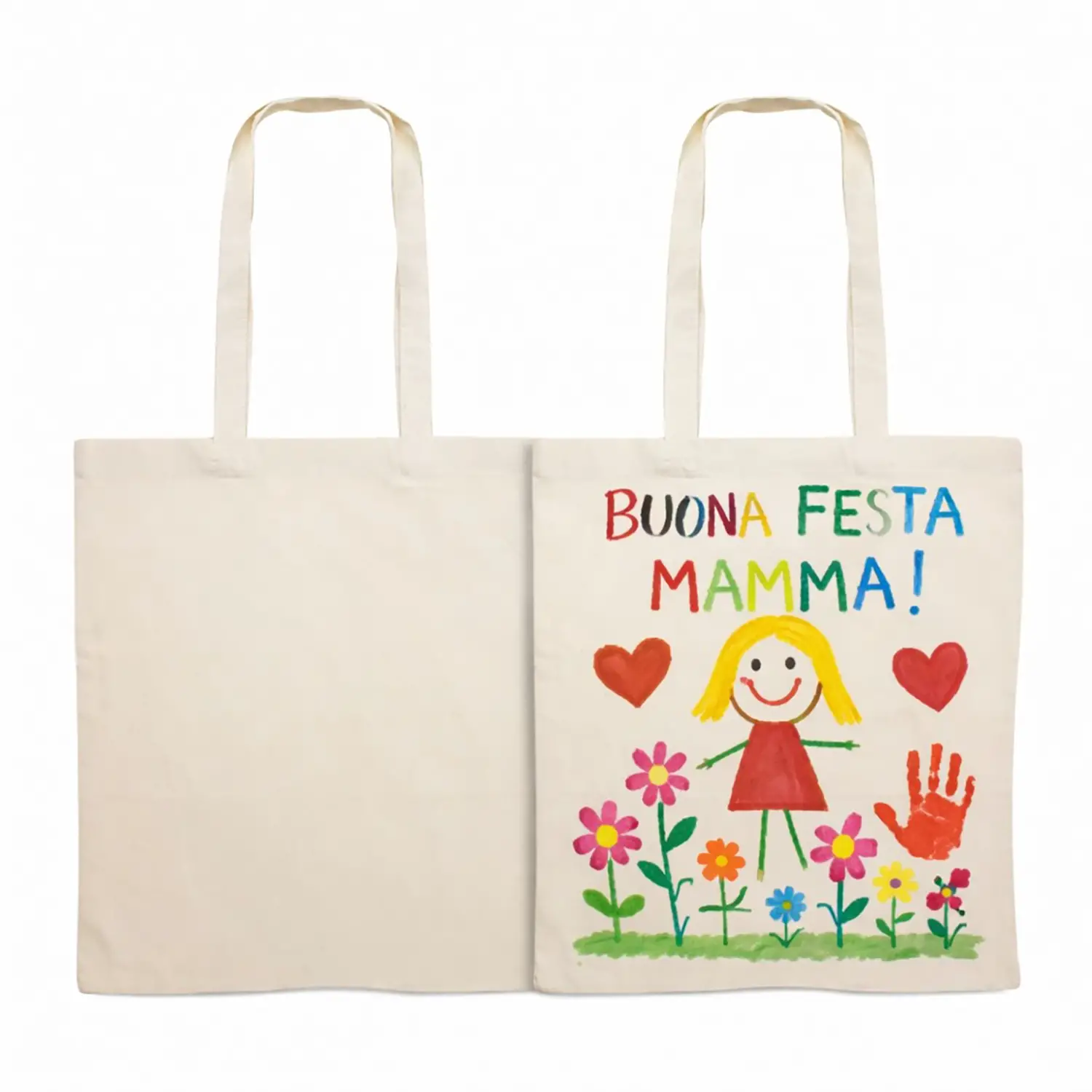 Shopper in Cotone Bianco da Decorare cm. 38x42 - oggetti stoffa