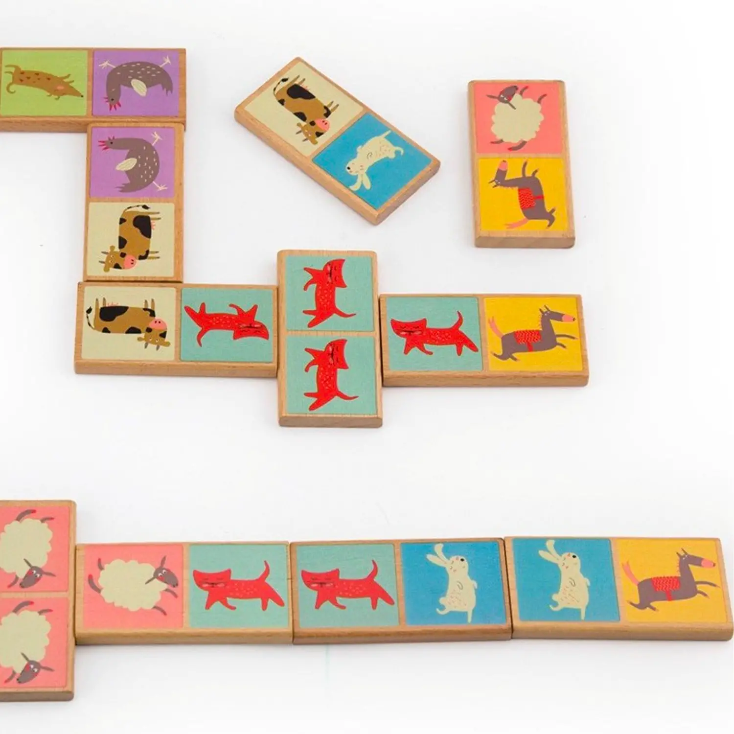 Domino in Legno Ecologico Animali – Gioco Educativo per Bambini - Memory e Domino