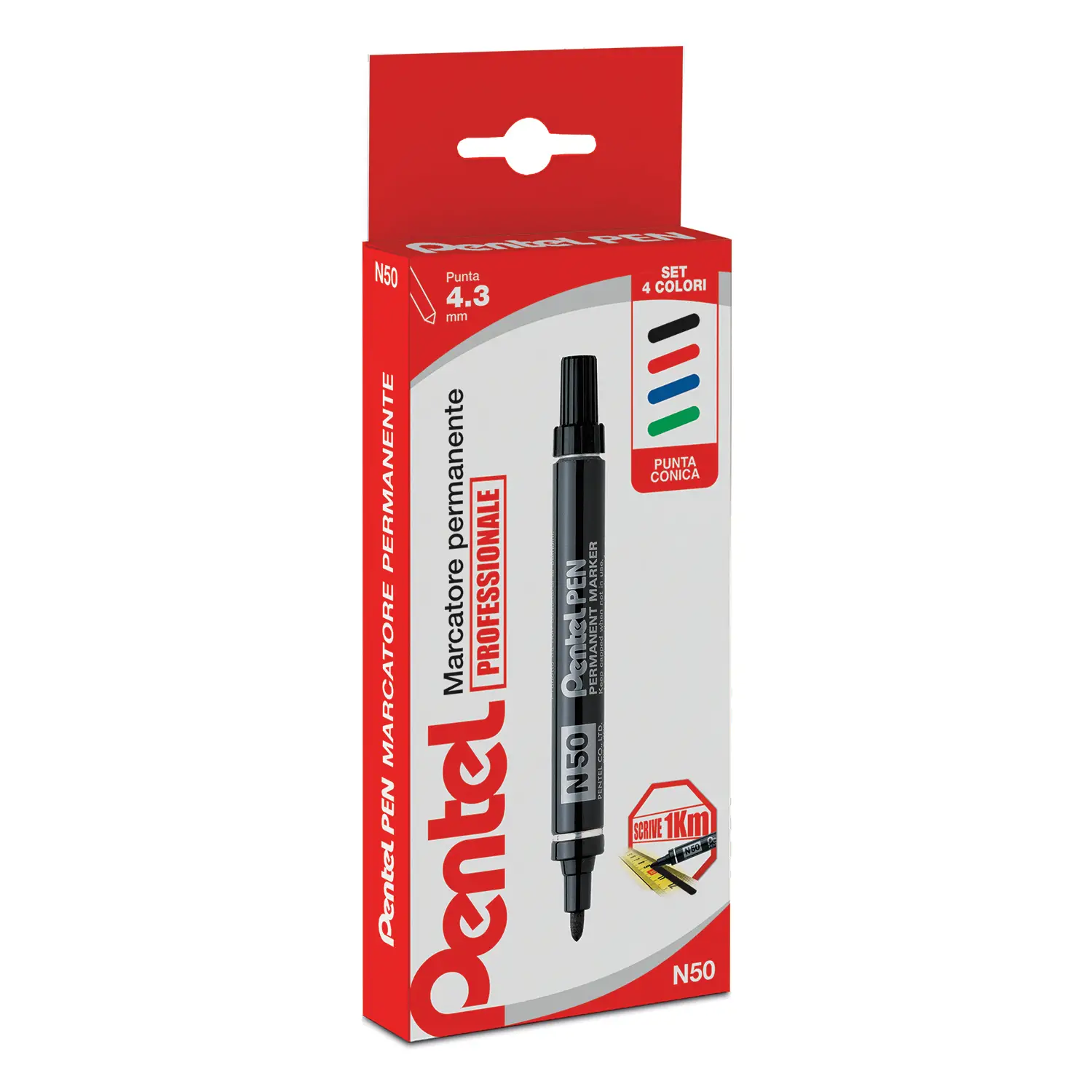 4 Marker Punta Tonda Pentel N50 in 4 colori - Pennarelli