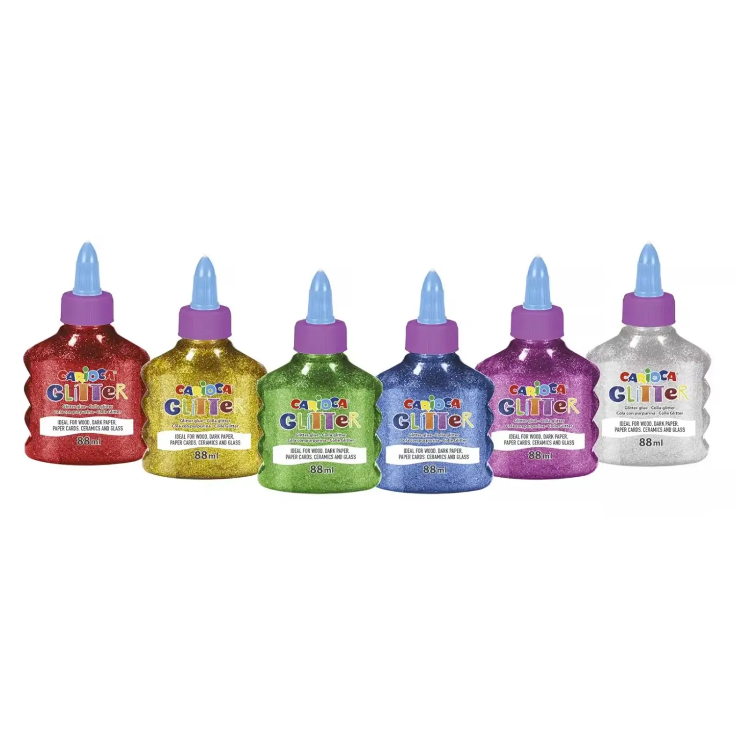 Carioca Colla Glitter Schoolpack 12 Flaconi In 6 Colori da 88 ml - Brillantini e glitter