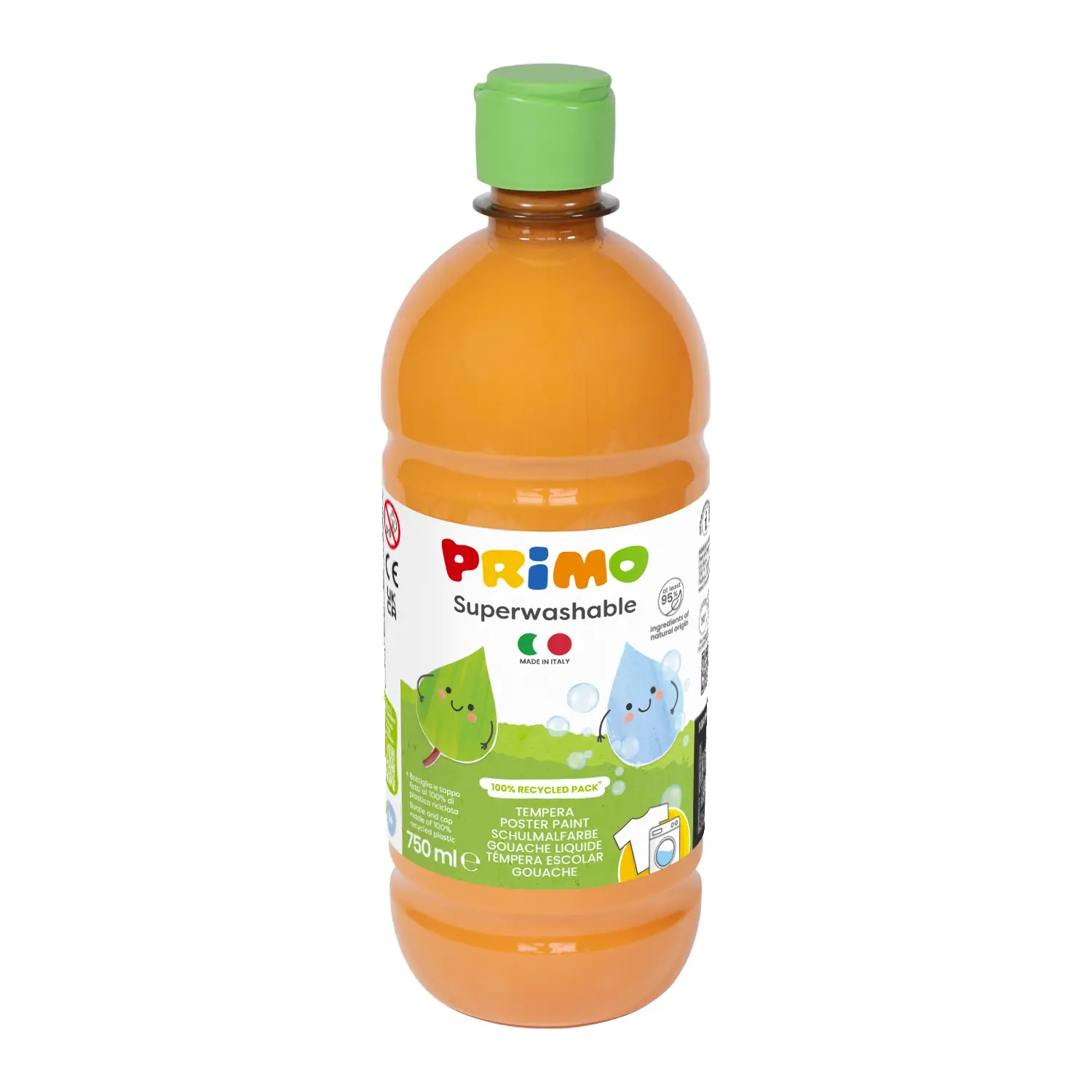 Tempera Super Lavabile Primo 750 ml Arancione - Tempere