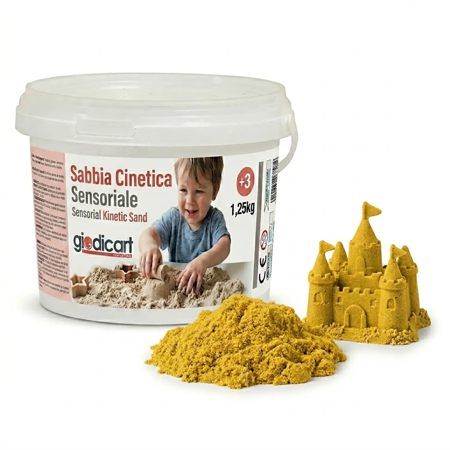 Sabbia Cinetica per Manipolazione e Attività Sensoriali, Secchiello 1,25kg Giallo - Paste per modellare
