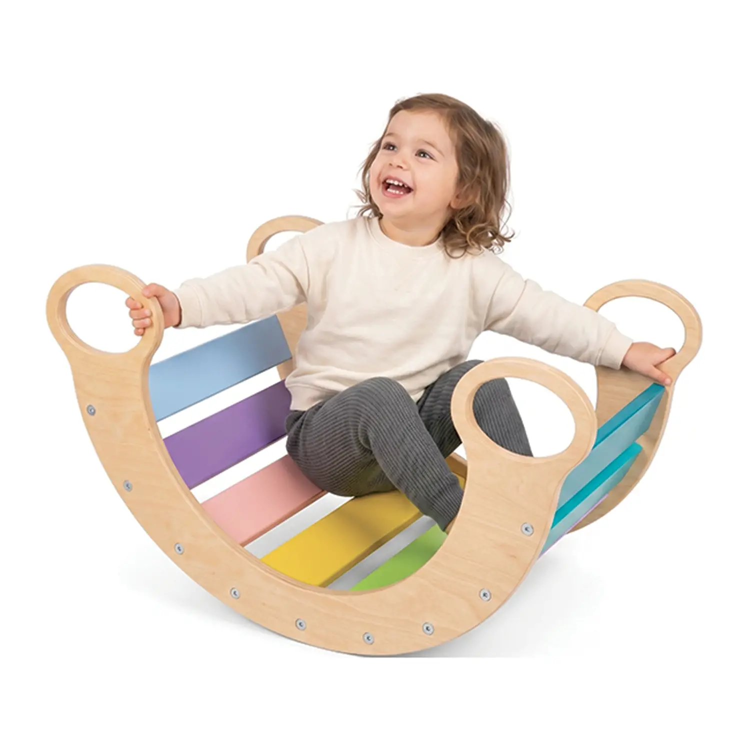 Arco Dondolo Arcobaleno Montessori in Legno - Primi giochi