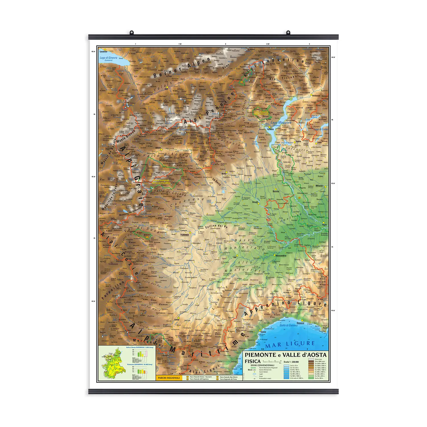 Carta Geografica Piemonte E Valle D'Aosta - Geografia e scienze naturali