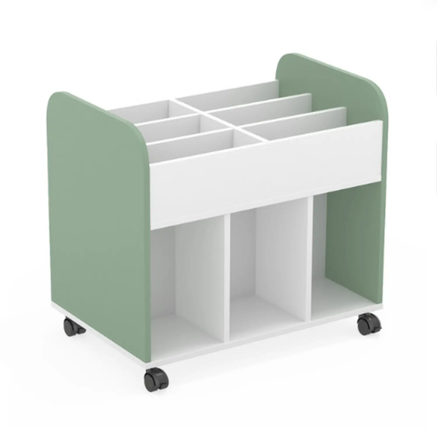 Carrello Portalibri Victory Bianco e Salvia – Carrello Portatile per Libri - Arredo scuola dell'obbligo