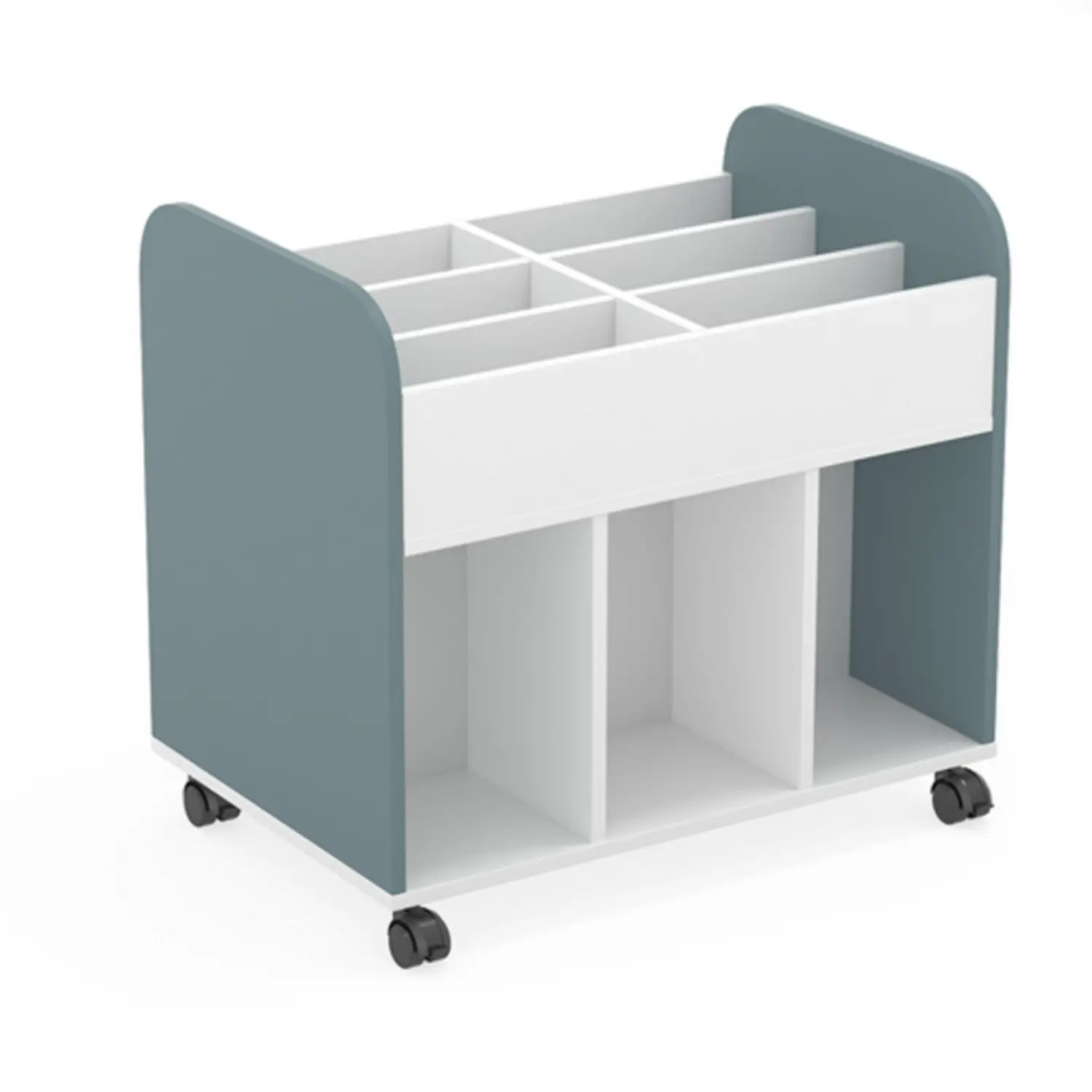 Carrello Portalibri Victory Bianco e Bianco/Avion – Carrello Portatile per Libri - Arredo scuola dell'obbligo