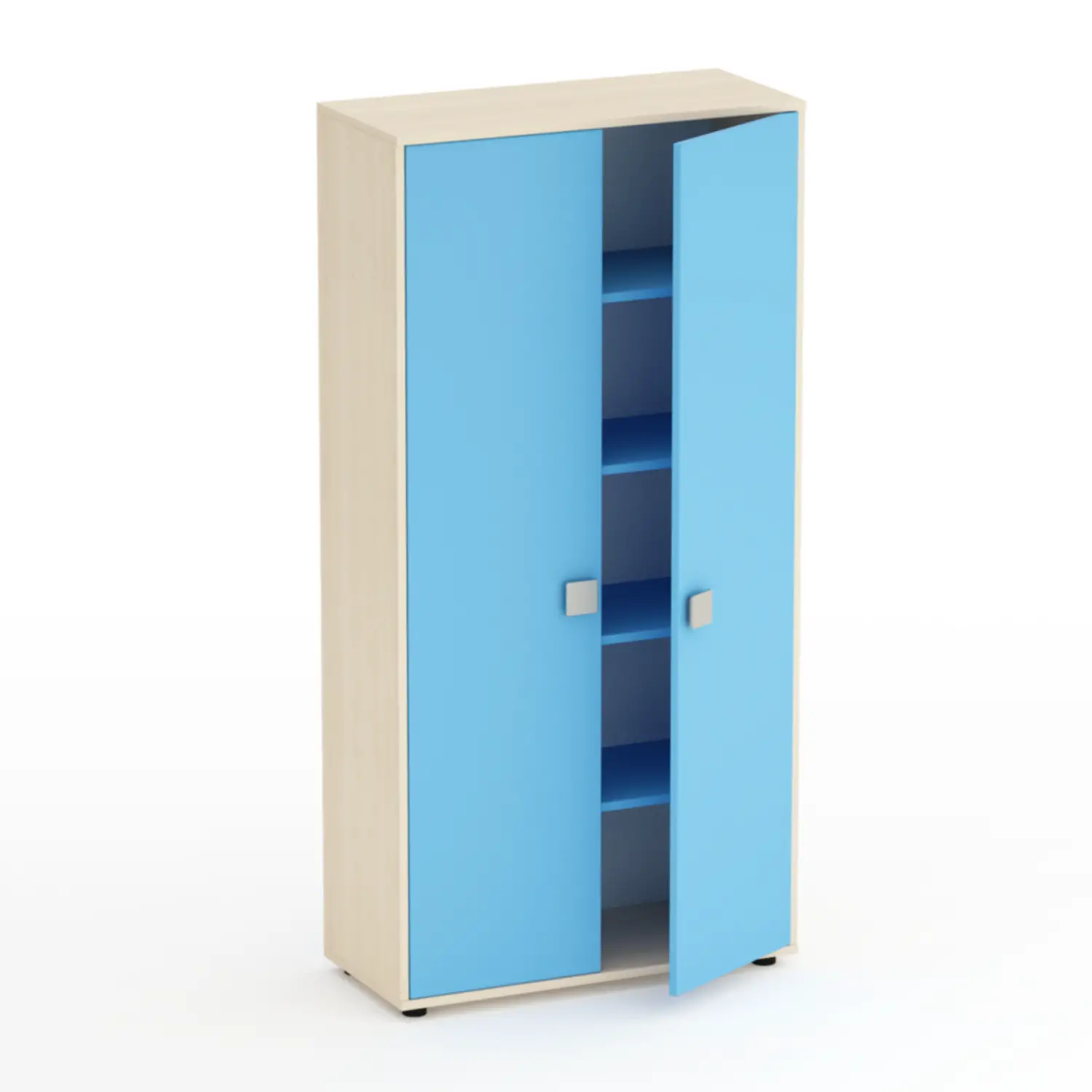 Mobile Scuola Infanzia Kubò Betulla 2 Ante H 180 cm. Blu Orizzonte - Conforme CAM - Arredo Nido e Infanzia