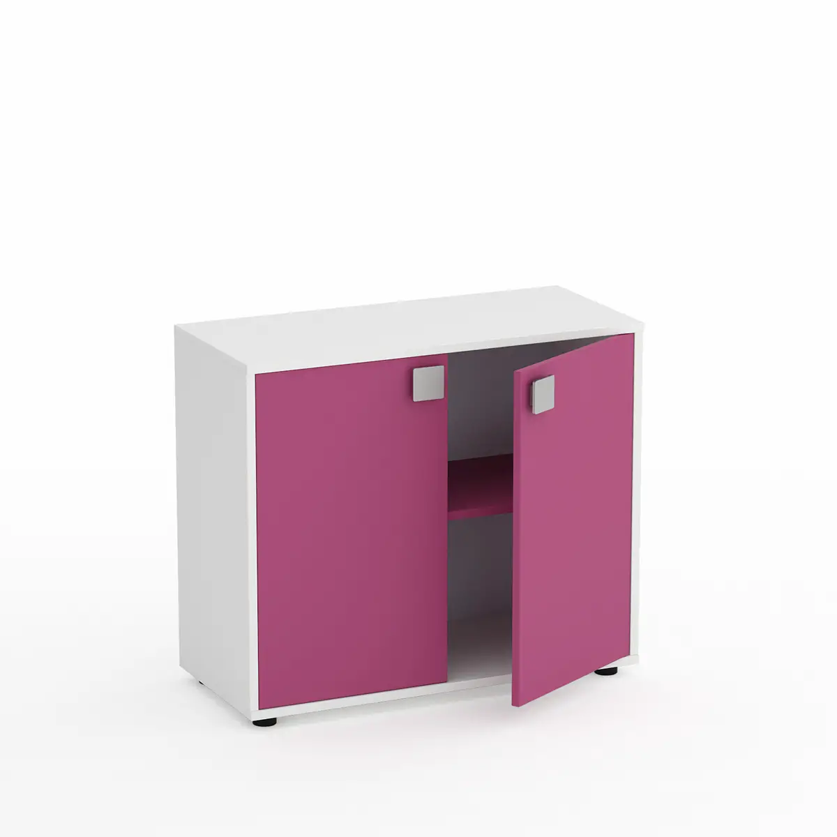 Mobile Scuola Kubò Bianco – 2 Ante H 75 cm e Ripiani Fucsia | Conforme CAM - Arredo scuola dell'obbligo