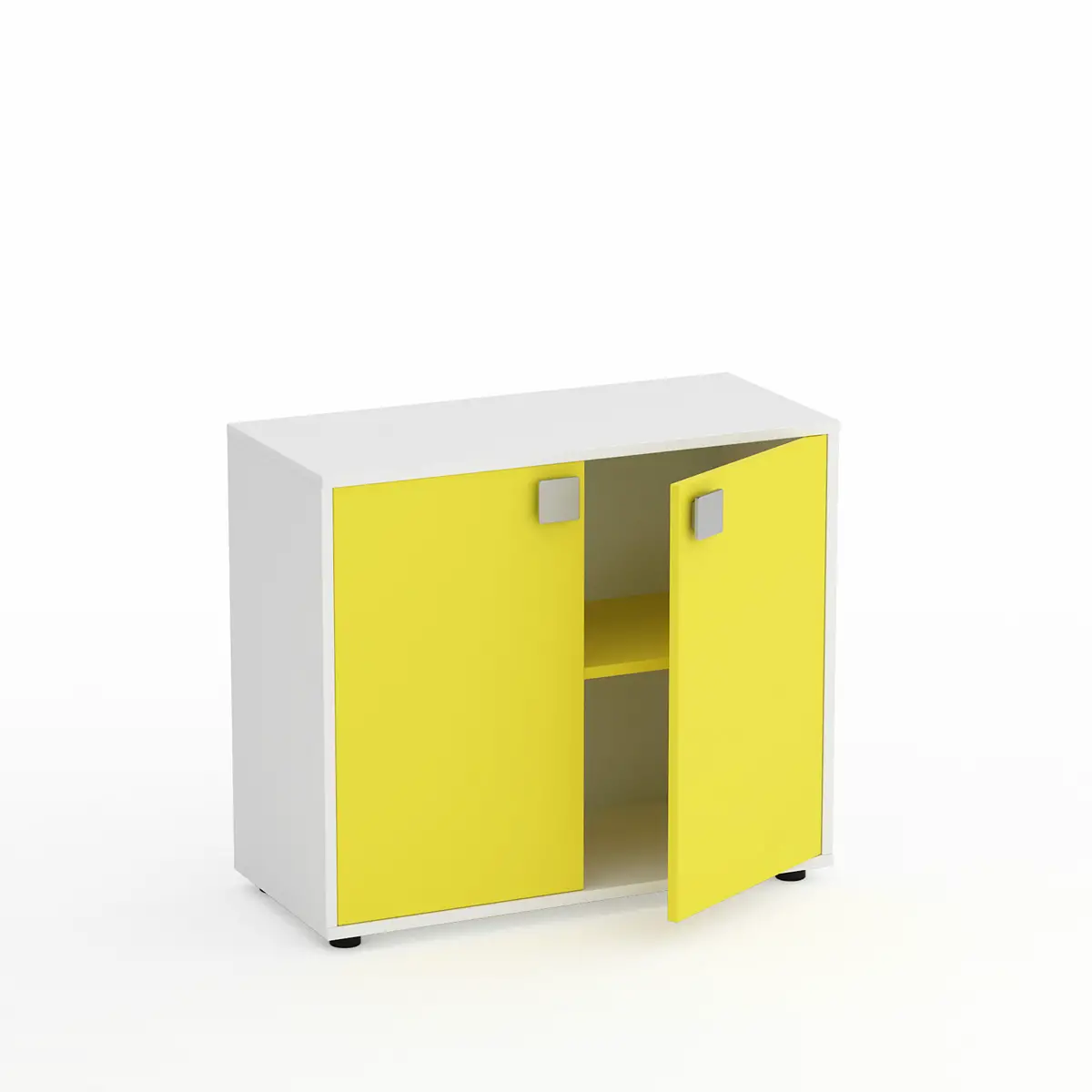 Mobile Scuola Kubò Bianco – 2 Ante H 75 cm e Ripiani Gialli | Conforme CAM - Arredo scuola dell'obbligo