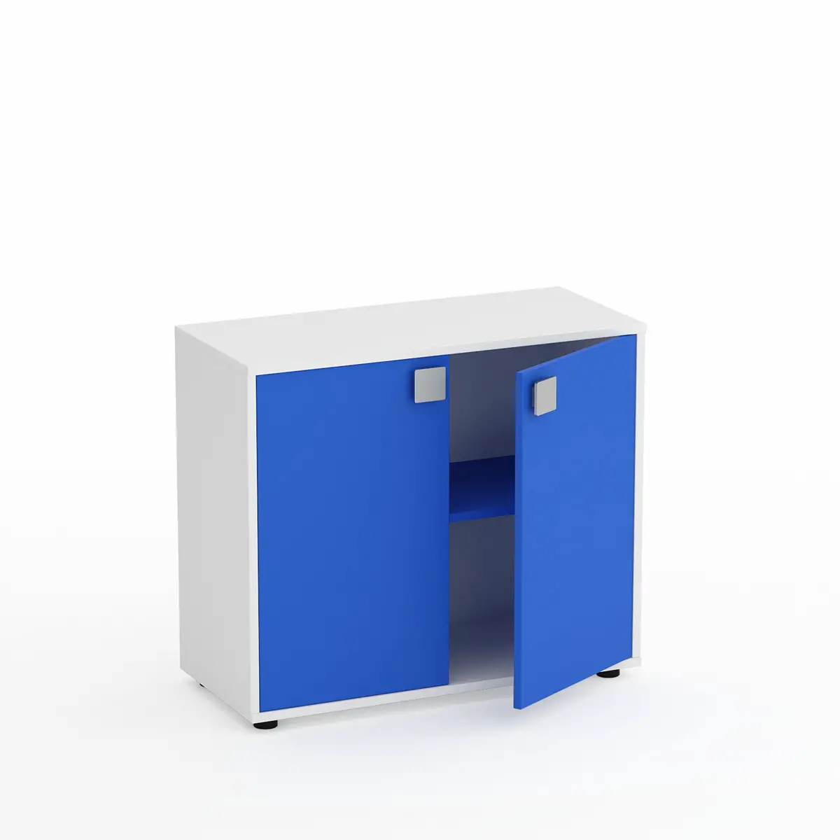 Mobile Scuola Kubò Bianco – 2 Ante H 75 cm e Ripiani Azzurri | Conforme CAM - Arredo scuola dell'obbligo